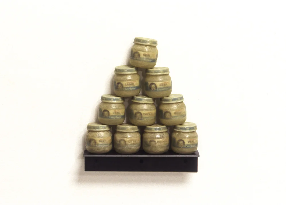 Iuvensis Carnivorus (Young Carnivore), 9" x 9.5 x 2 1/2", steel, wax, baby food jars,1989