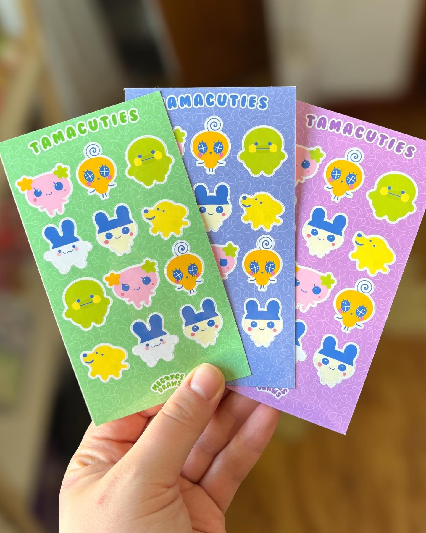 help i made these cute little tamagotchi sticker sheets but i dont know which color background i like the most? Do we have a preference, should i just keep them all 🤓
I never had a tamagotchi when i was younger i think was too afraid of forgetting t