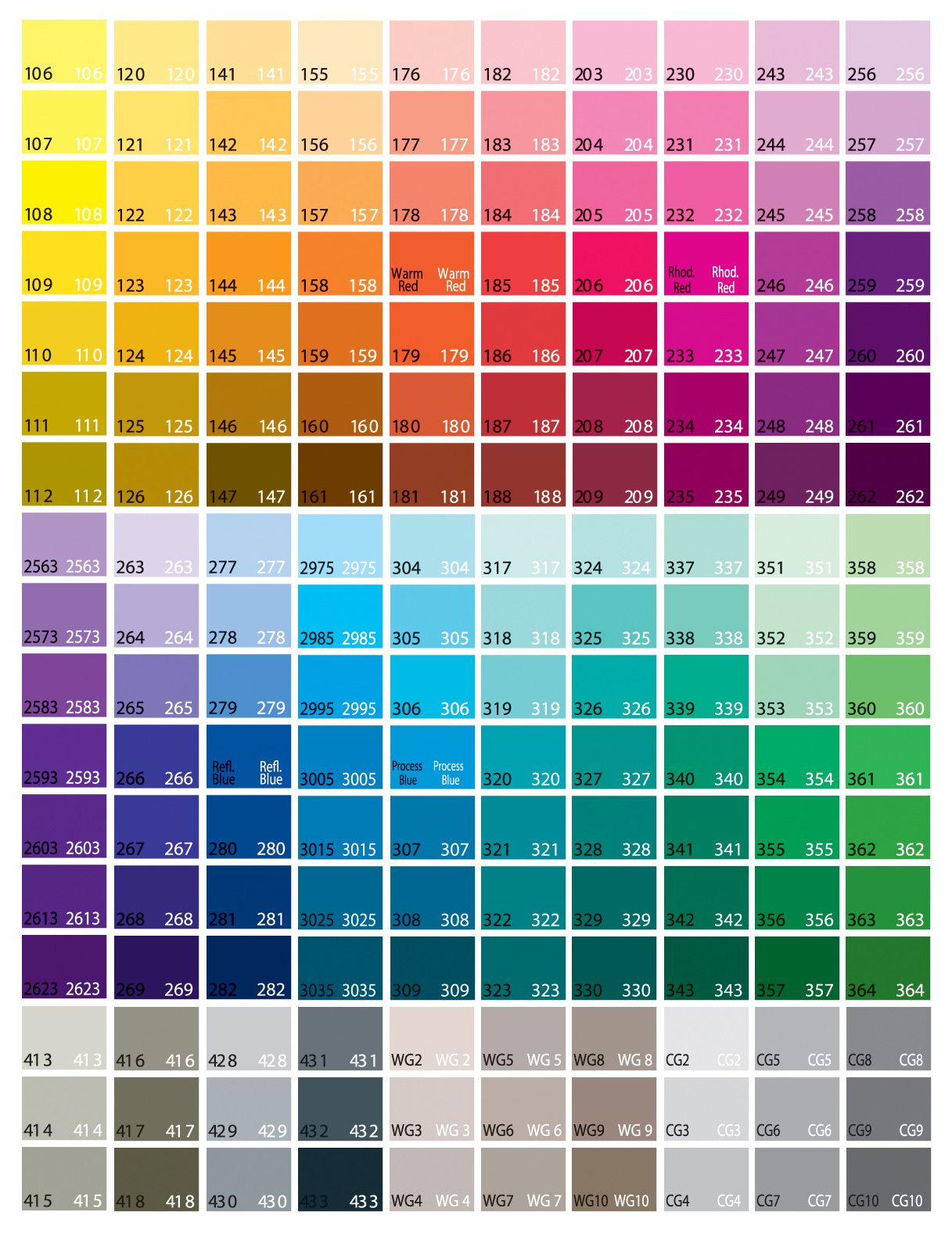 Ink Color Chart