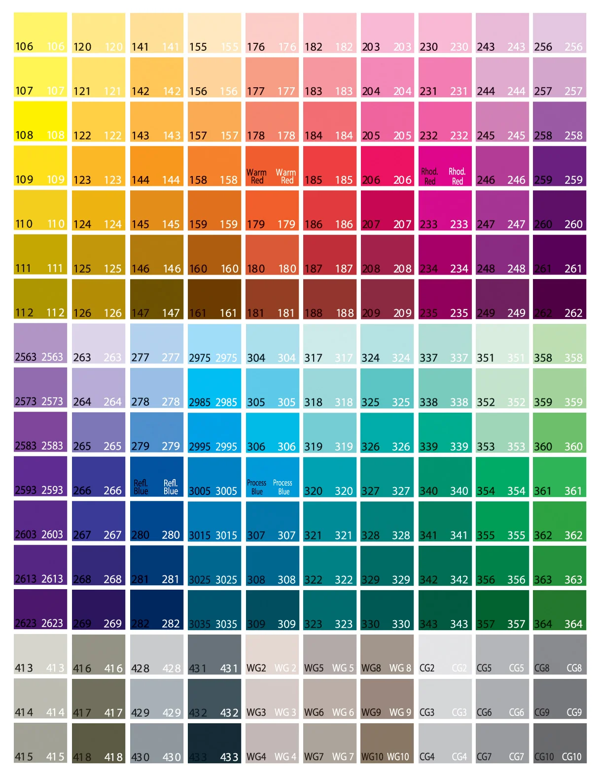 Printer Color Chart