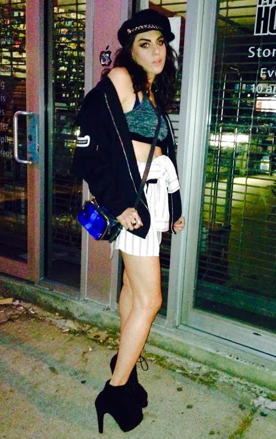 A pinstriped shirtdress makes a fine, albeit bulky, new miniskirt