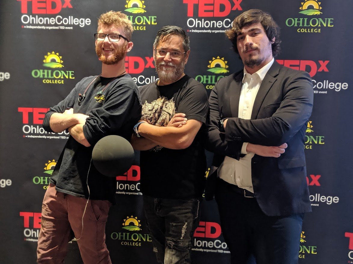  David Jeffries, Fred Alim, and Dylan at the TEDx event at Ohlone College that The Entertainment Arts Guild helped to setup and design. 