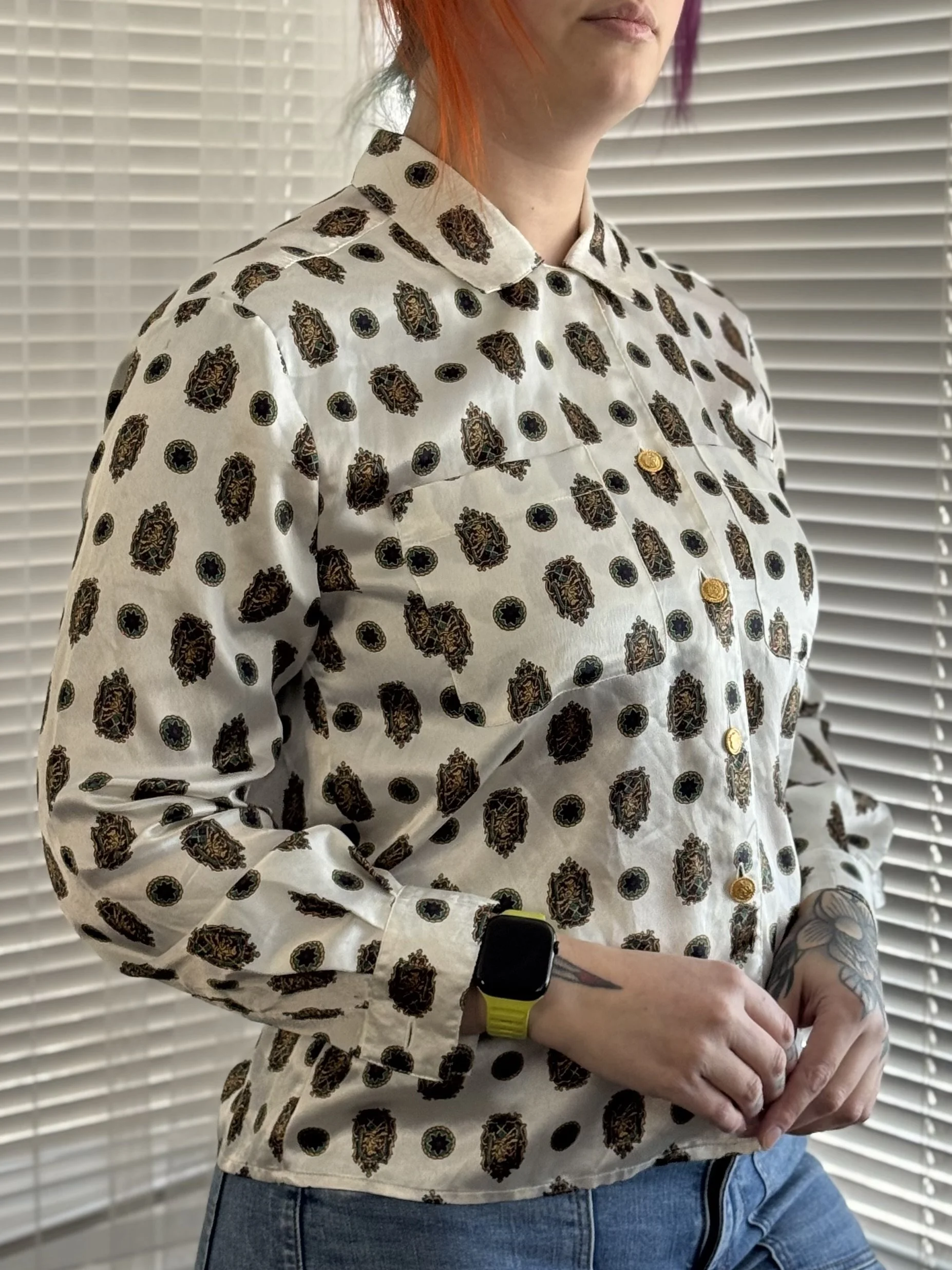 JH Collectibles Crest Print Button-Up Top