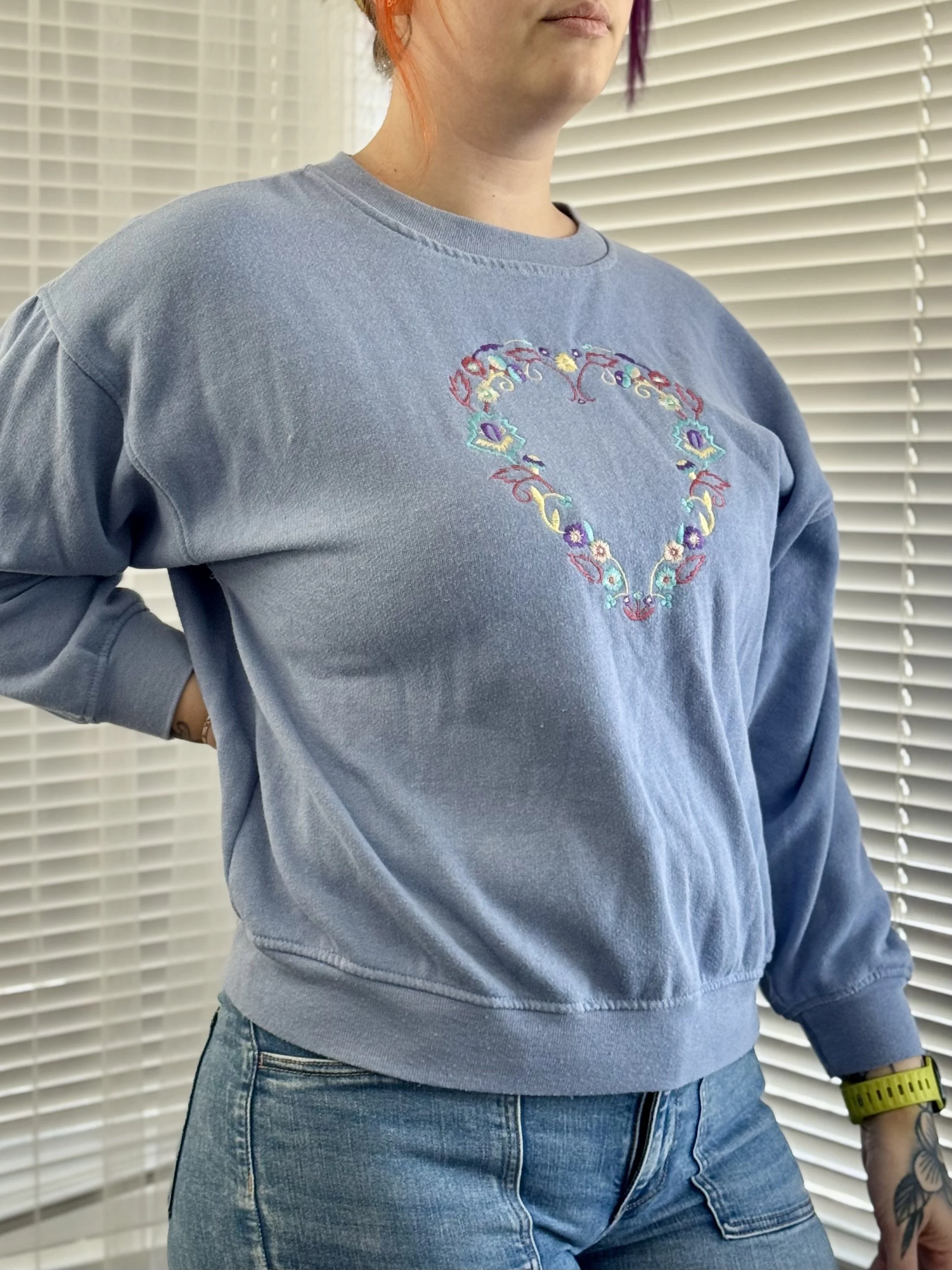 Separate Issue Periwinkle Embroidered Heart Sweater