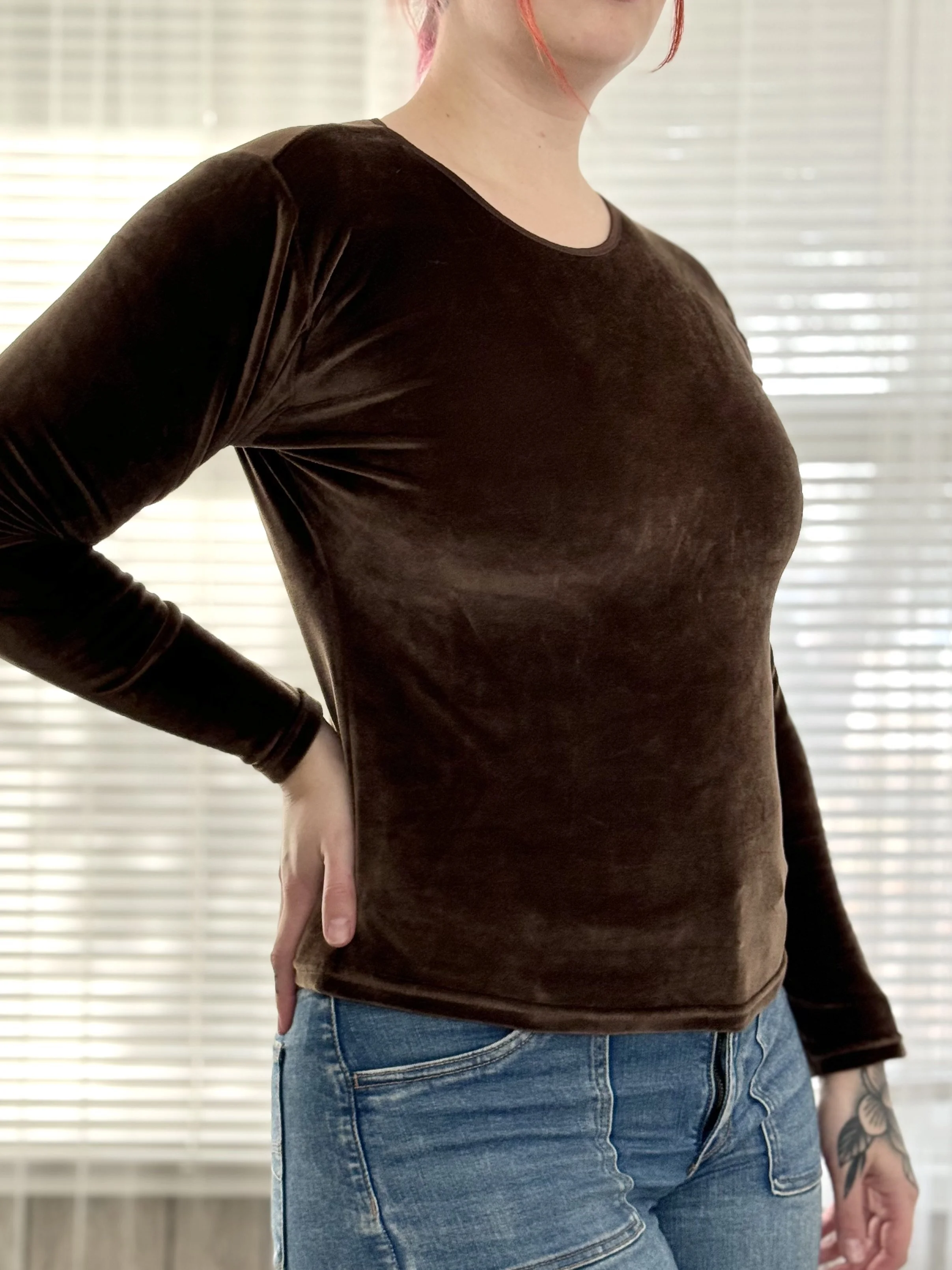 Stefano Basics Brown Velvet Top