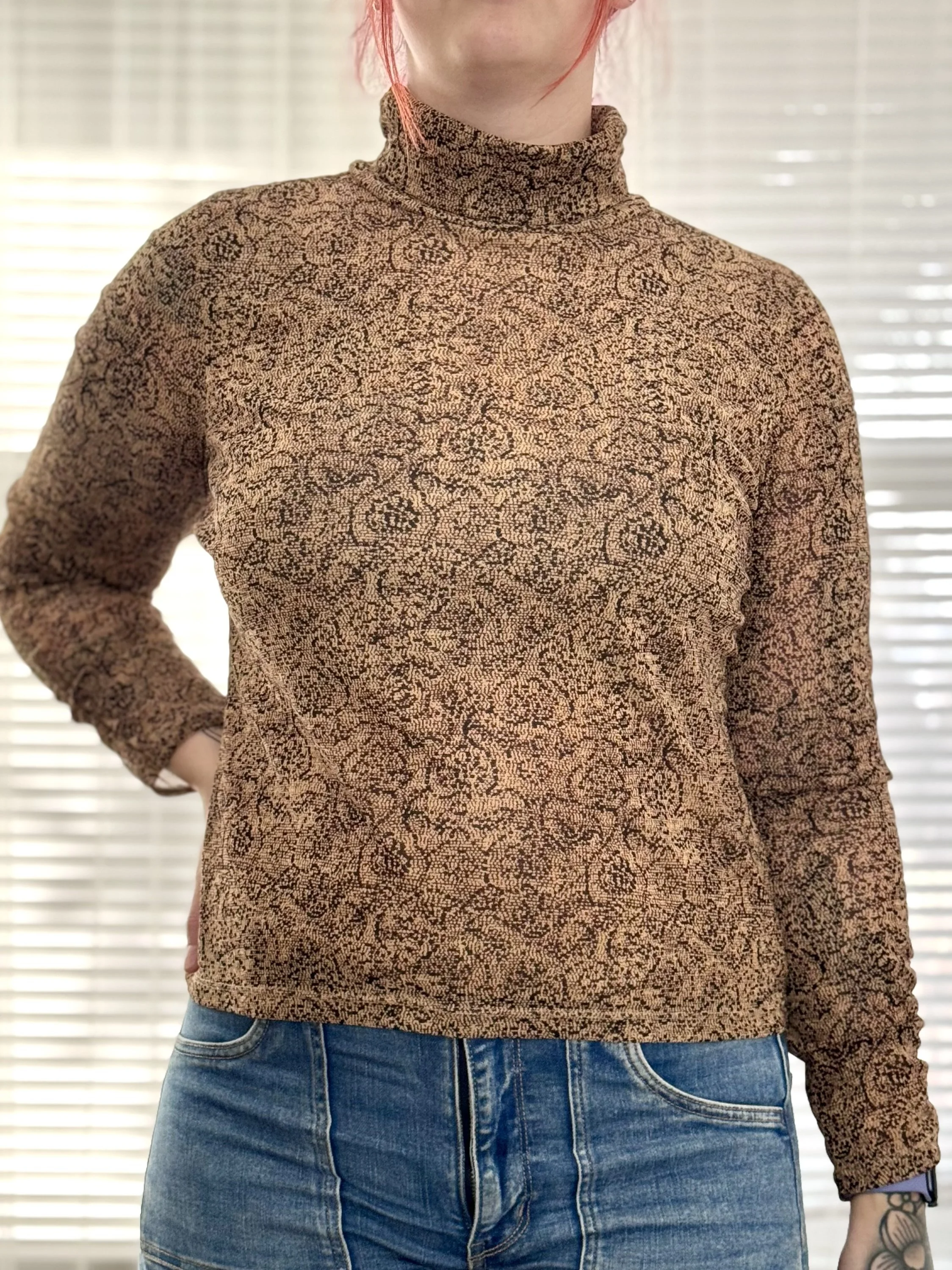 J.H. Collectibles Filigree Print Turtleneck