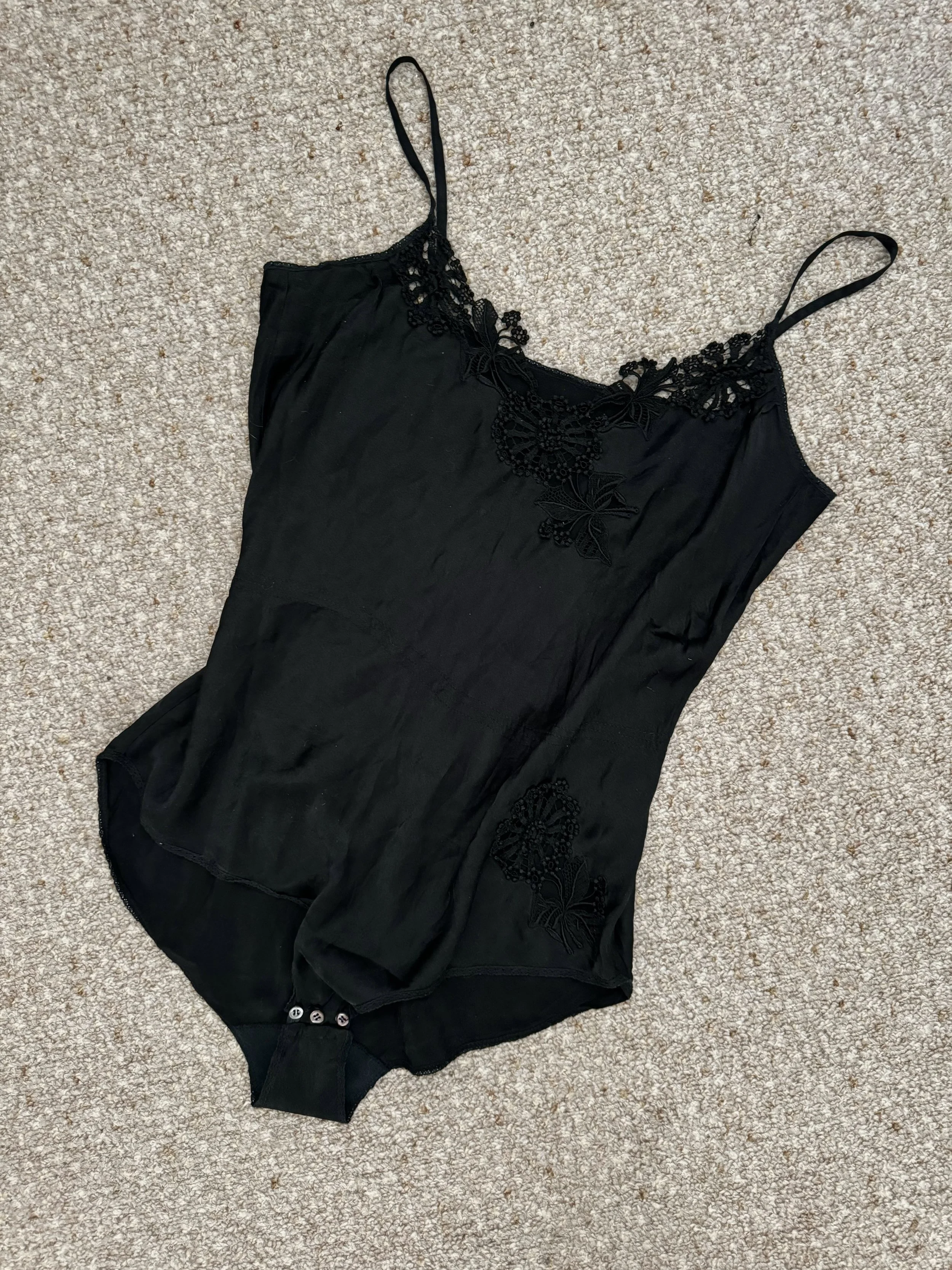 Smart Lady Black Silk Bodysuit