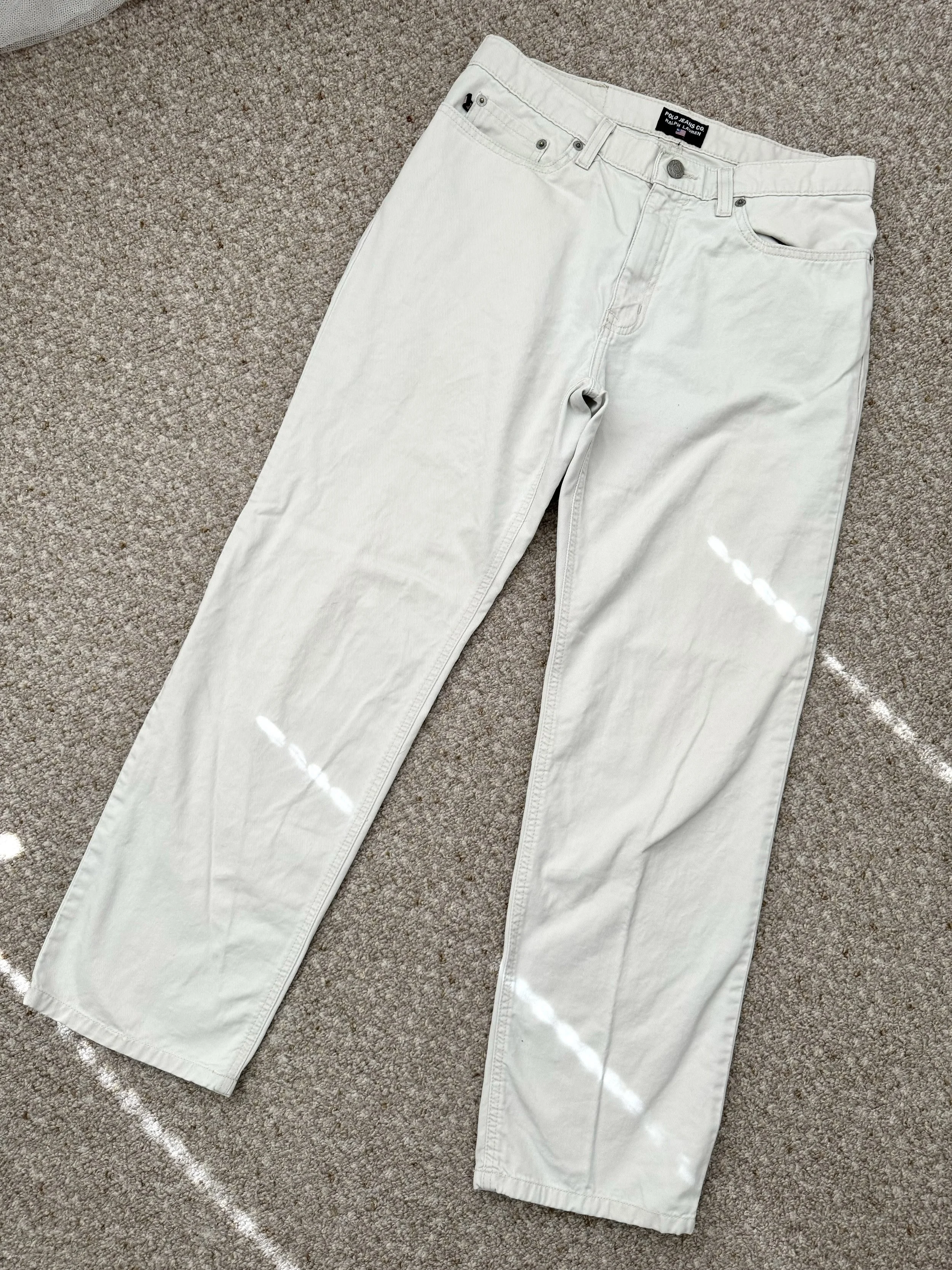 White Mid-Rise Polo Jeans