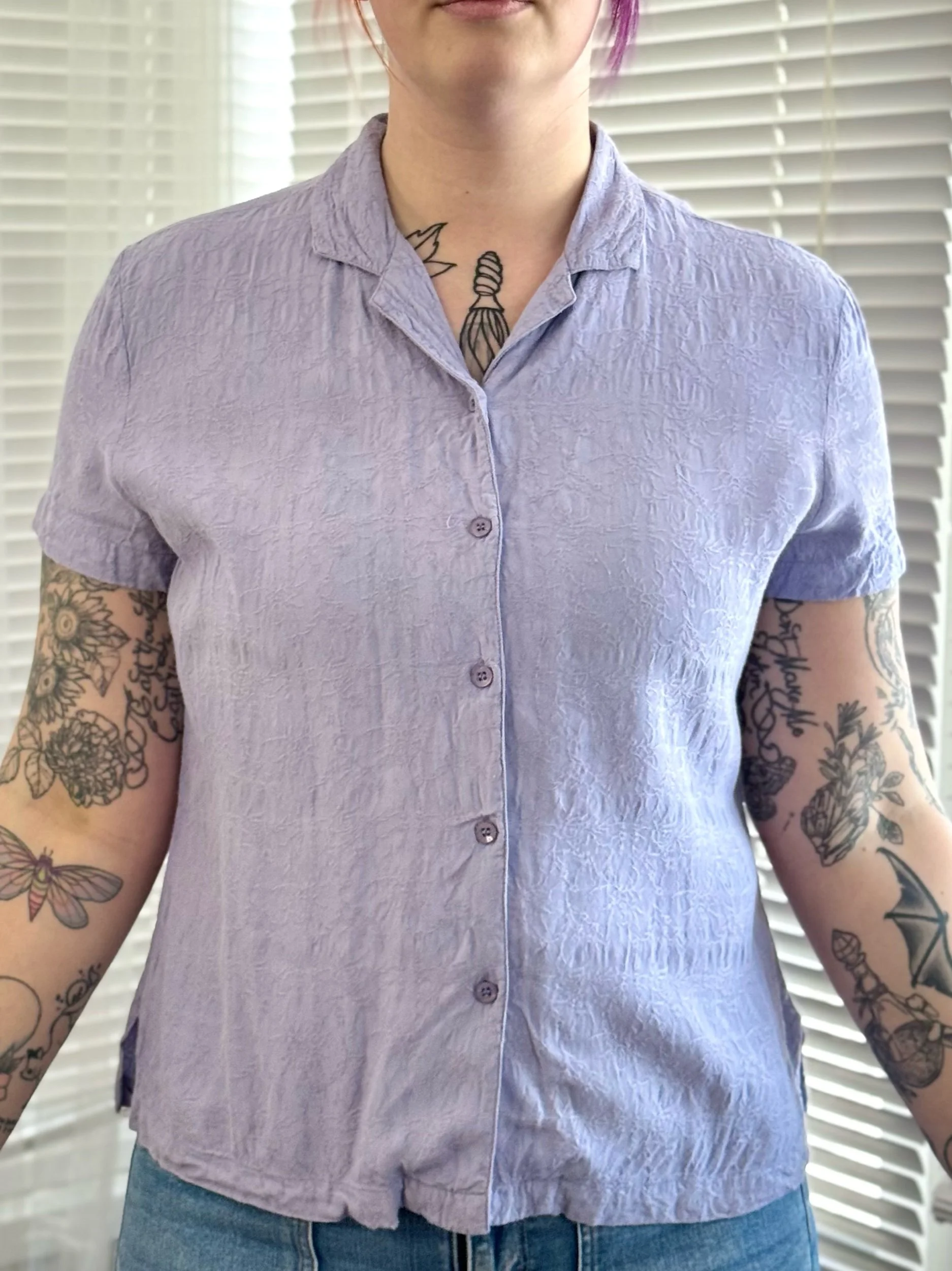 Cherokee Lilac Textured Button Up