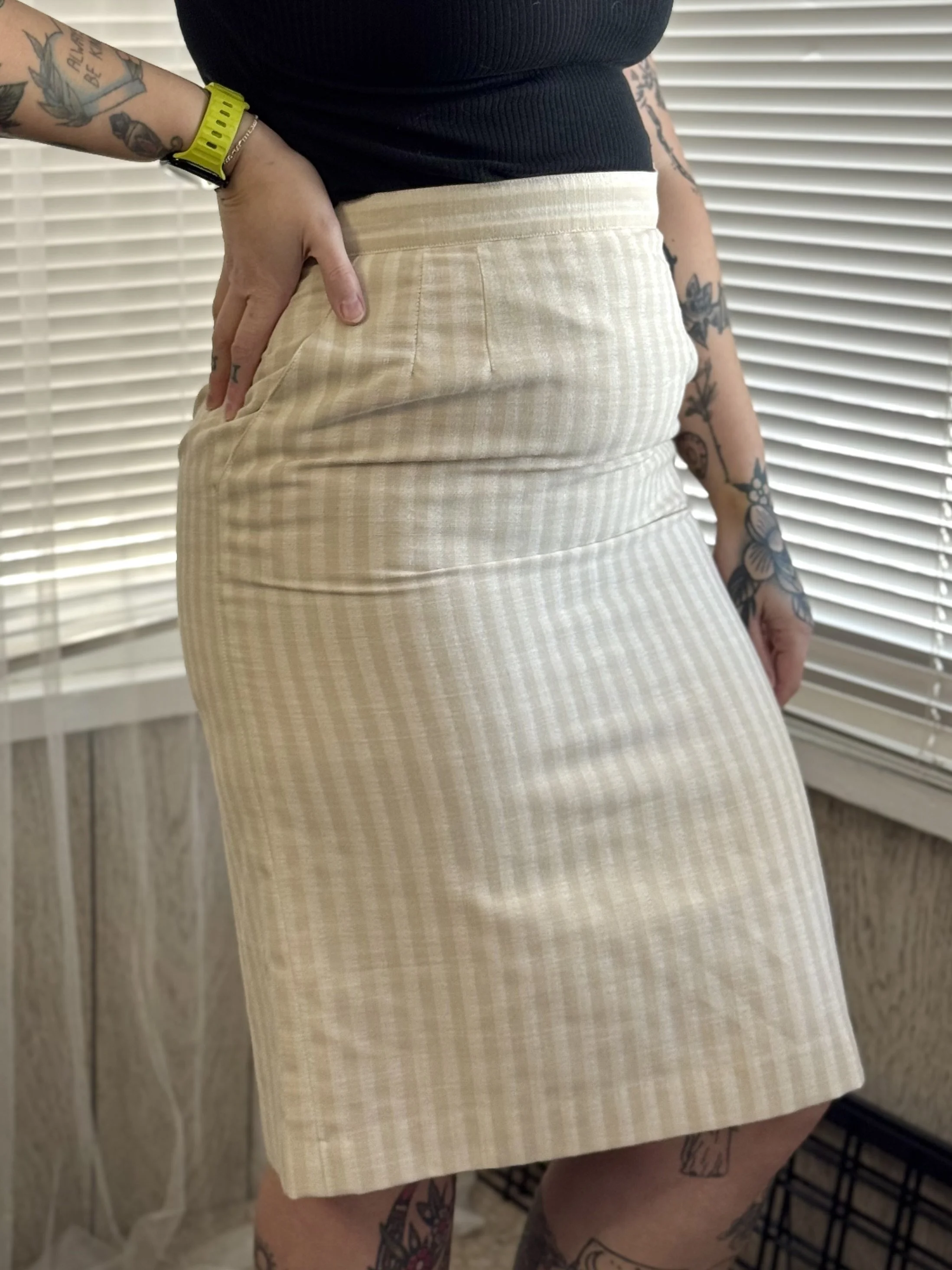 Peabody Tan and White Striped Skirt