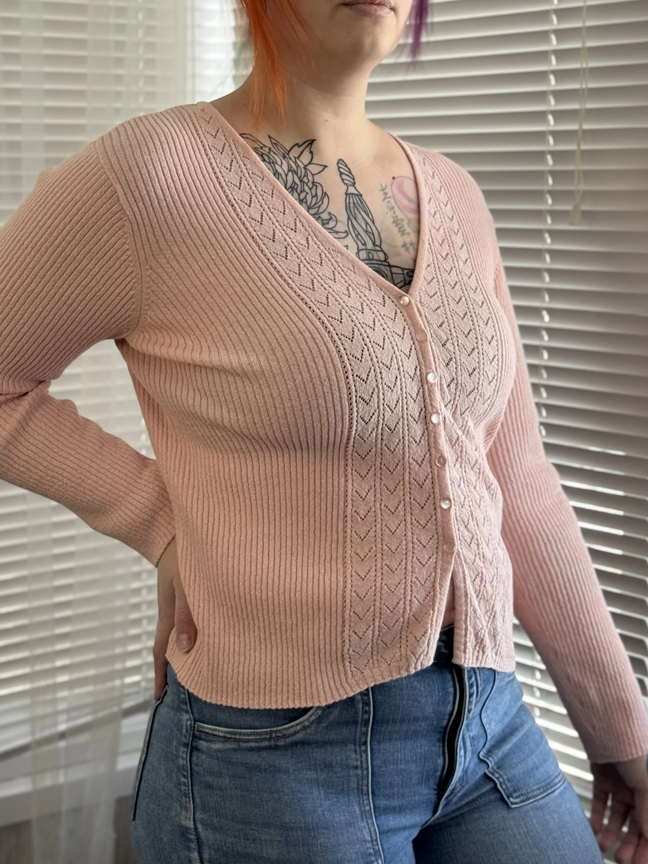 Villager Baby Pink Button-Up Cardigan