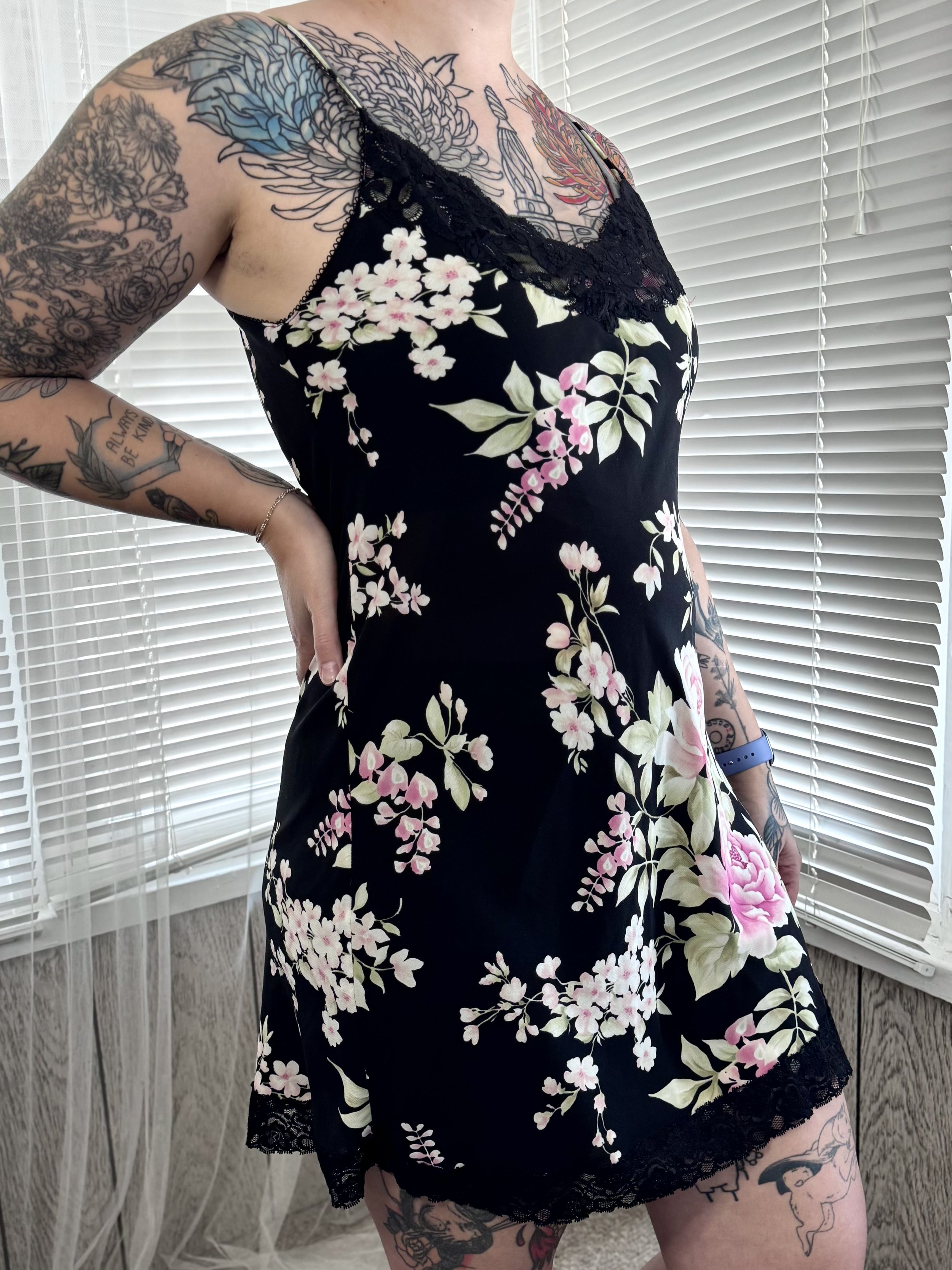 Pink Label Oscar de La Renta Floral Slip Dress