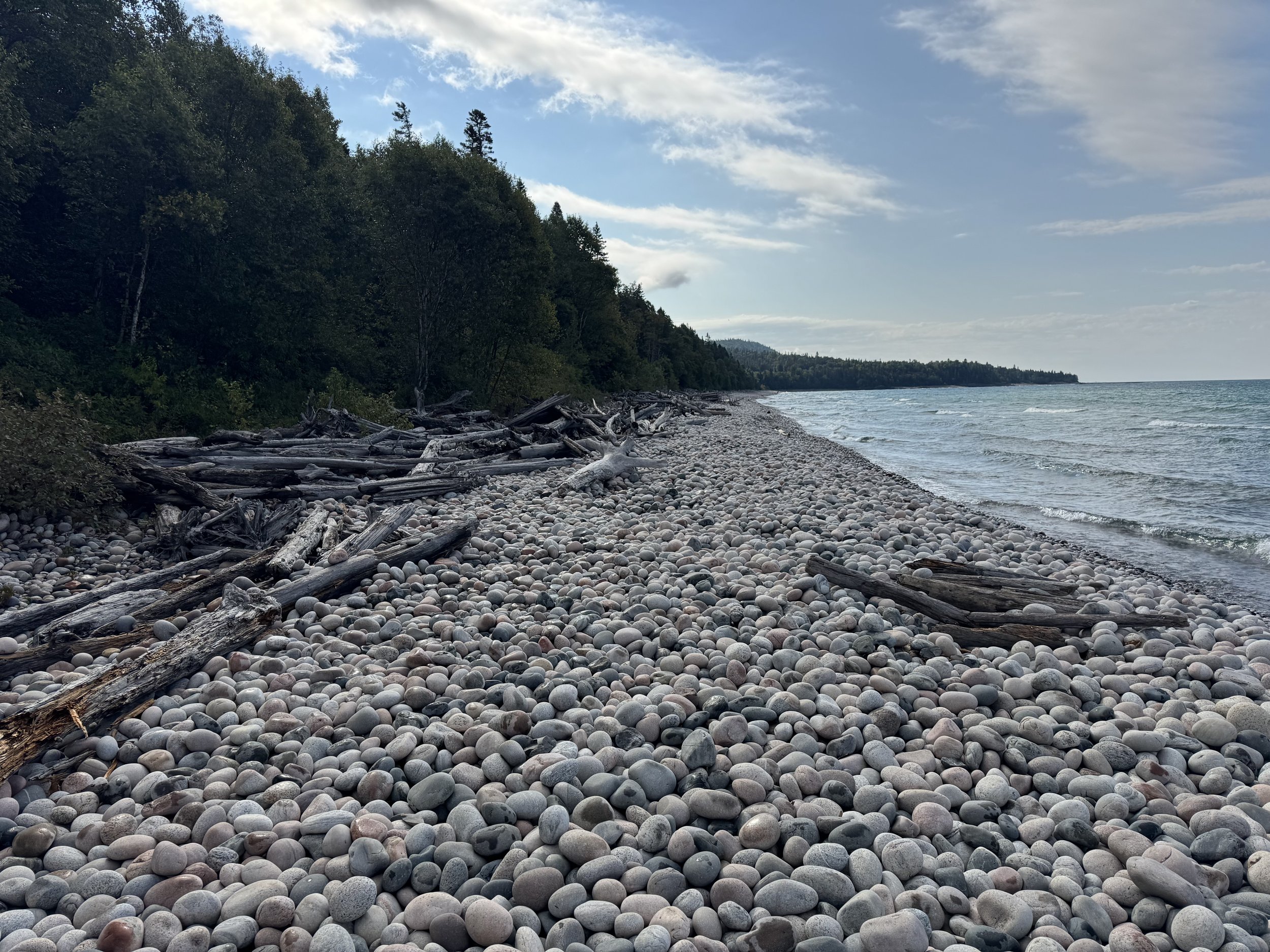 Landscape image showing Pebble Beach in Canada and Lake Superior