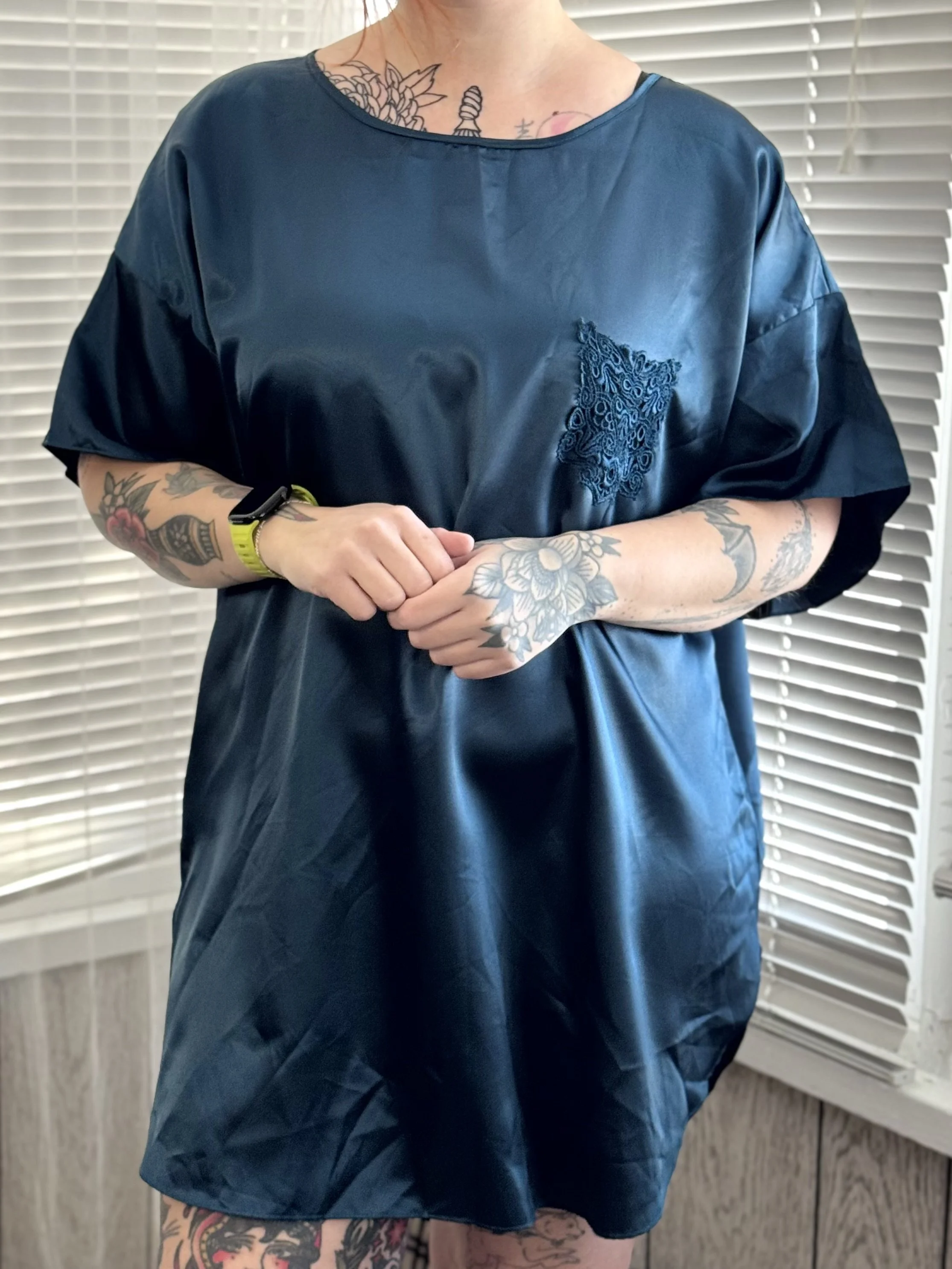 Sleep Solutions Dark Blue Satin Tee