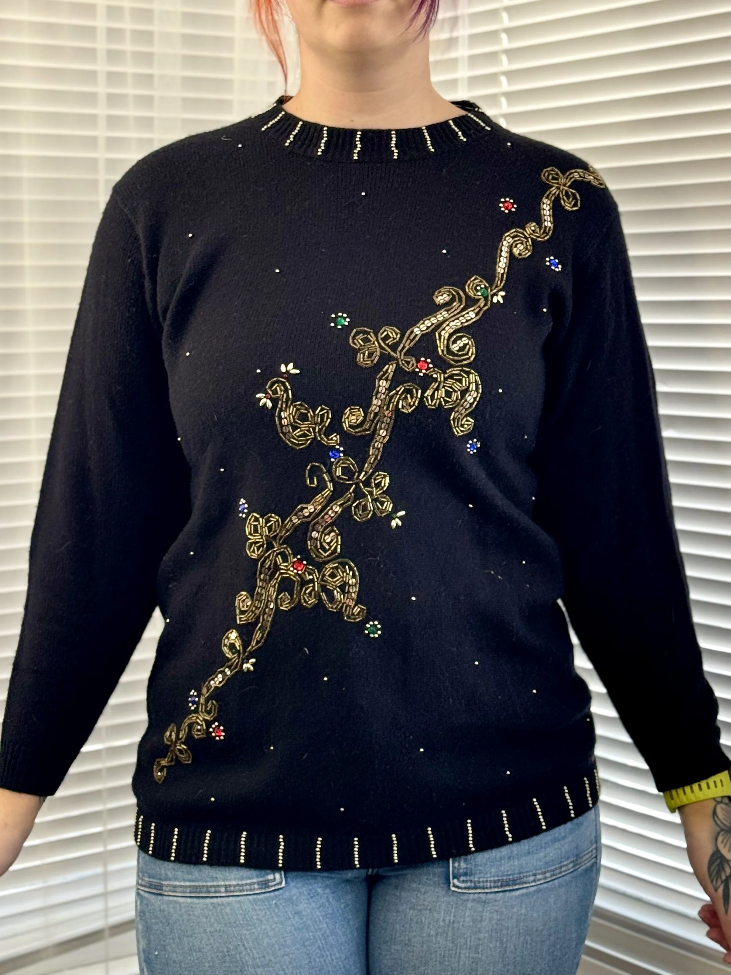 Koret Bejeweled Black Sweater