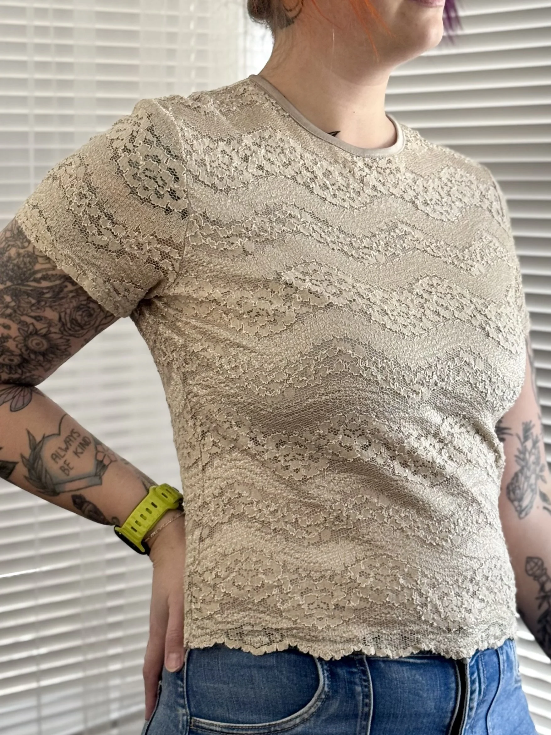 Gemilli Tan Lace Tee