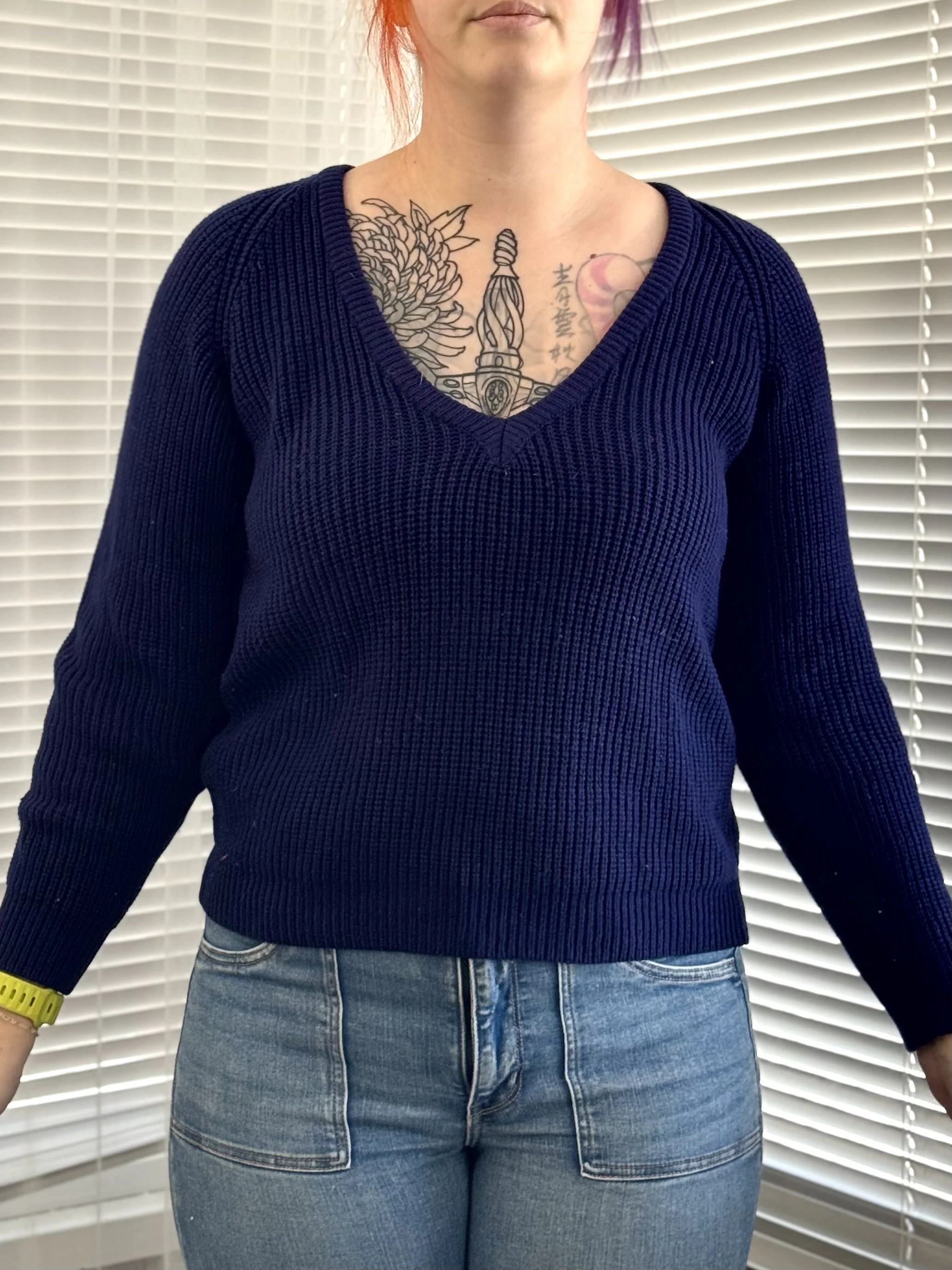 Curry Knits Navy V-Neck Sweater
