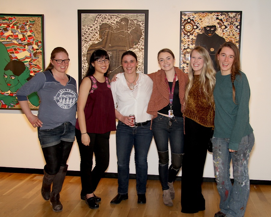 Director of Helen E. Copeland Gallery, Ella Watson with students