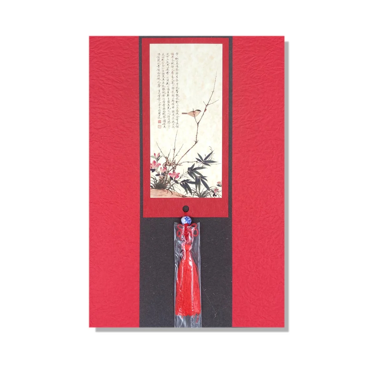 Wish Always Chinese Style Bird Caligraphy With Pendant Greeting Card