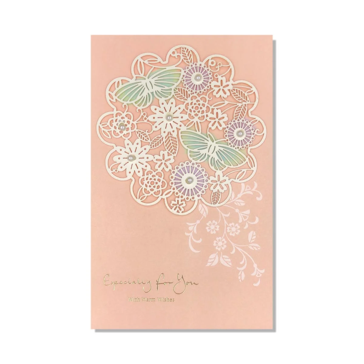 Pearlescent Laser Engraved Flowers Everyday Card