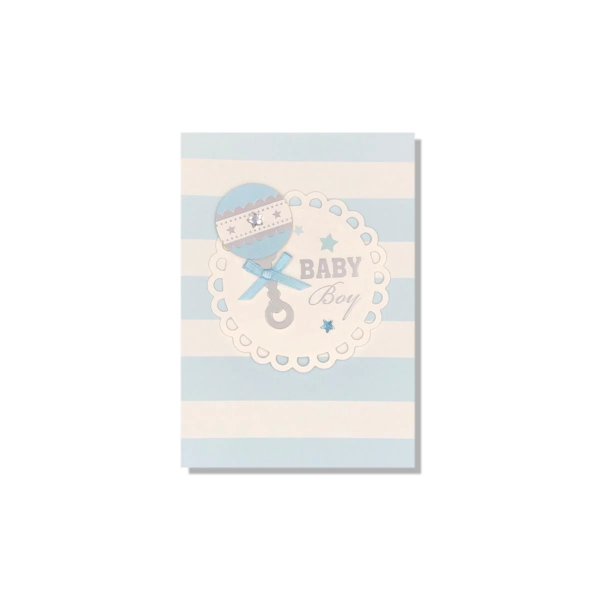 Blue Shaker Rattle Baby Boy Mini Greeting Card