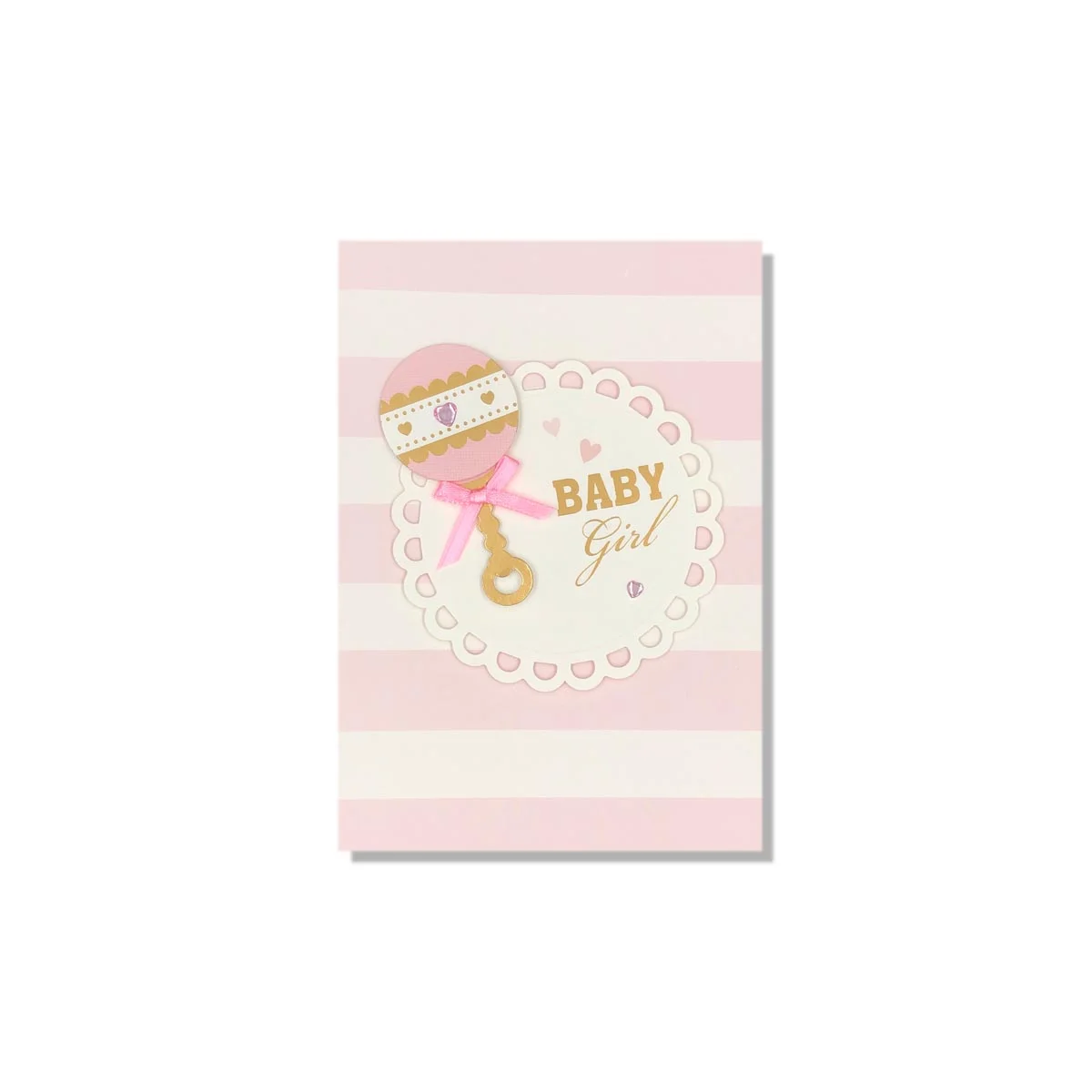 Pink Shaker Rattle Baby Girl Mini Greeting Card