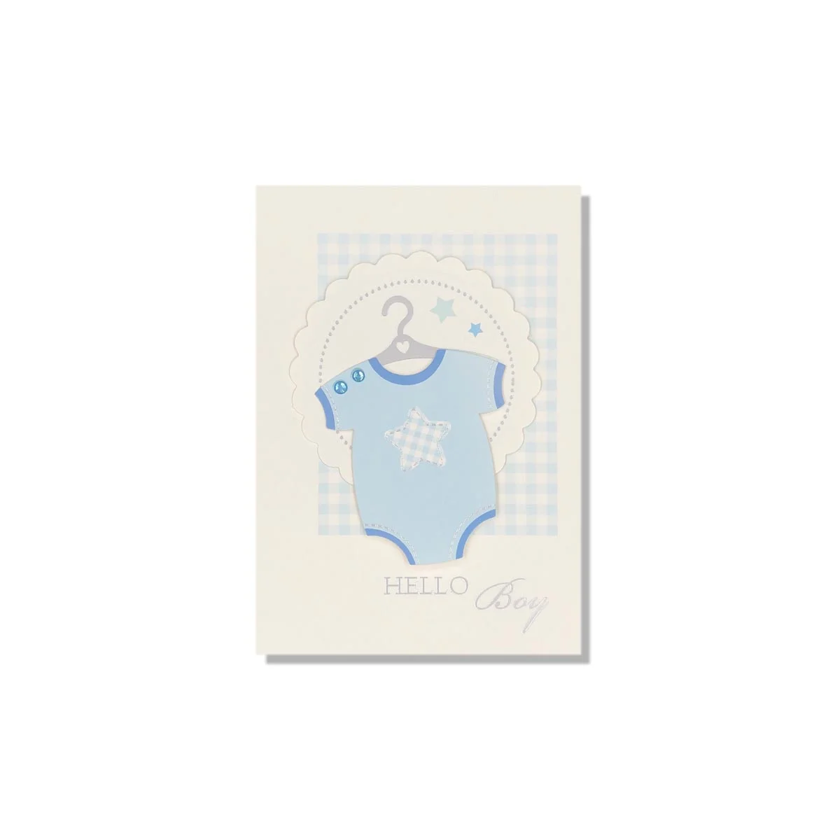 Blue Jumpsuit Baby Boy Mini Greeting Card