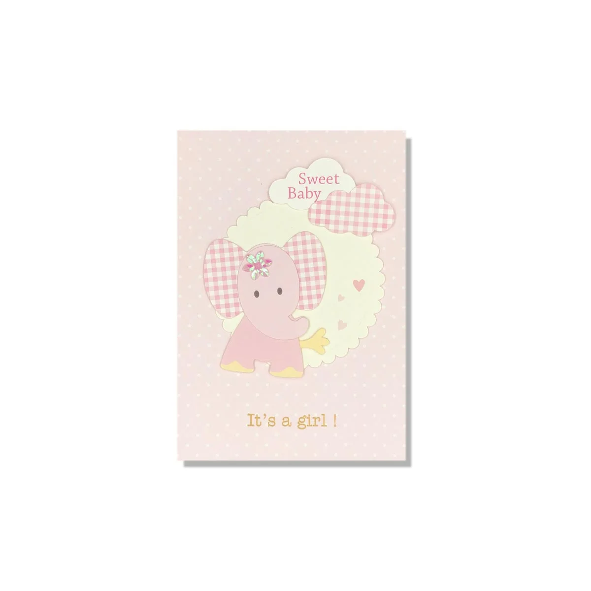 Pink Elephant Baby Girl Greeting Card