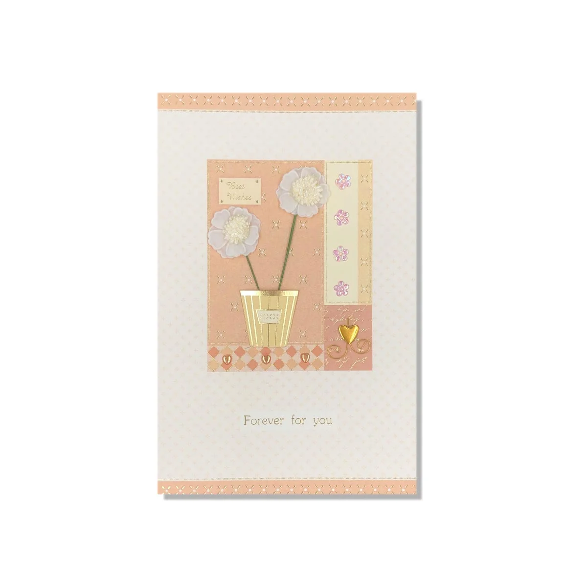 Cascading Applique Flowers On Orange Everyday Greeting Card