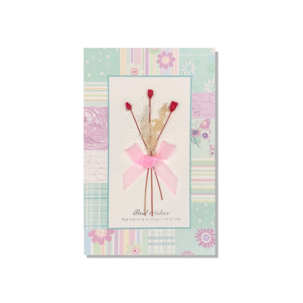 Red Flowers With Ribbon Everyday Greeting Card