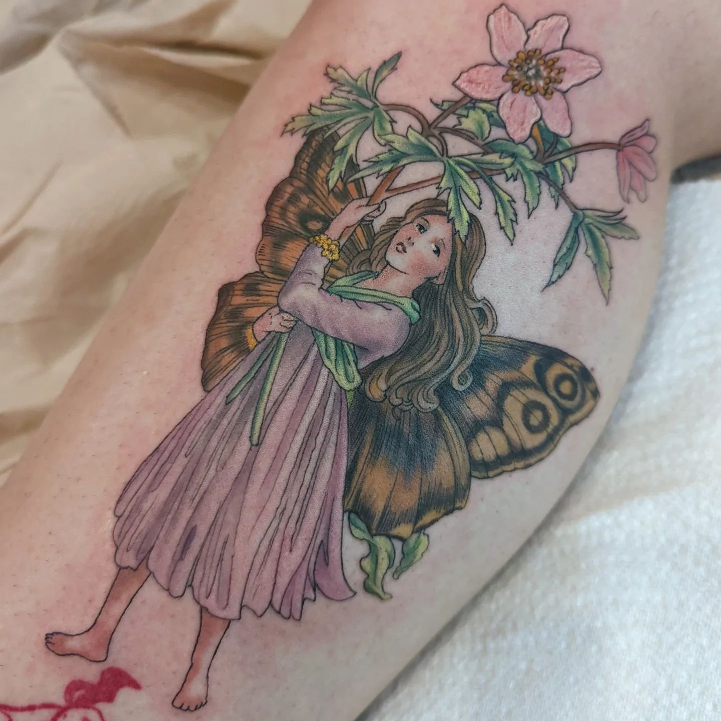Flower fairy 🦋 by resident artist @katieloutattoo ☀️ As always, contact her directly to book 🩷☝️