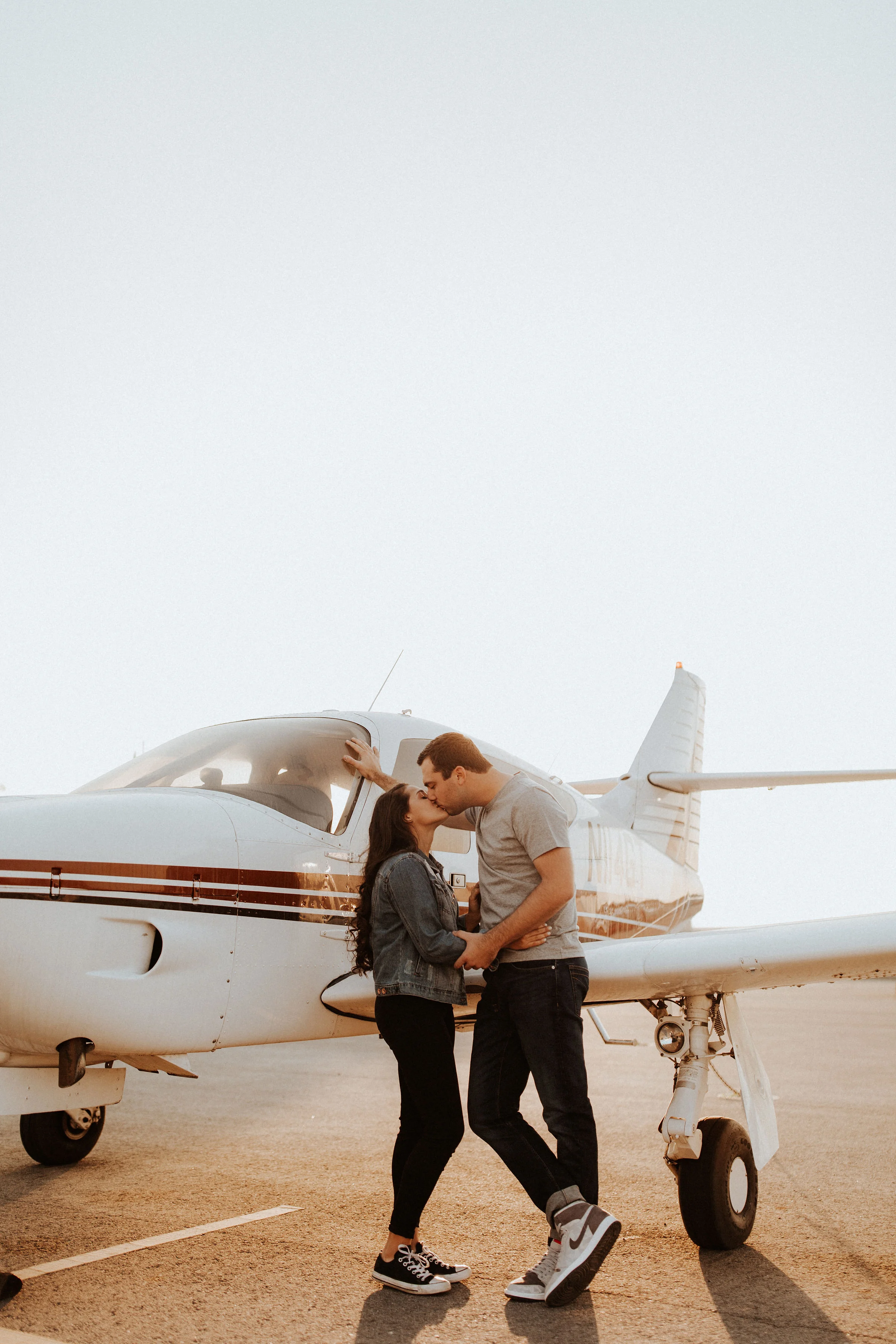 Michaela &amp; Jordan. Engagement on the Airstrip. Redlands, CA