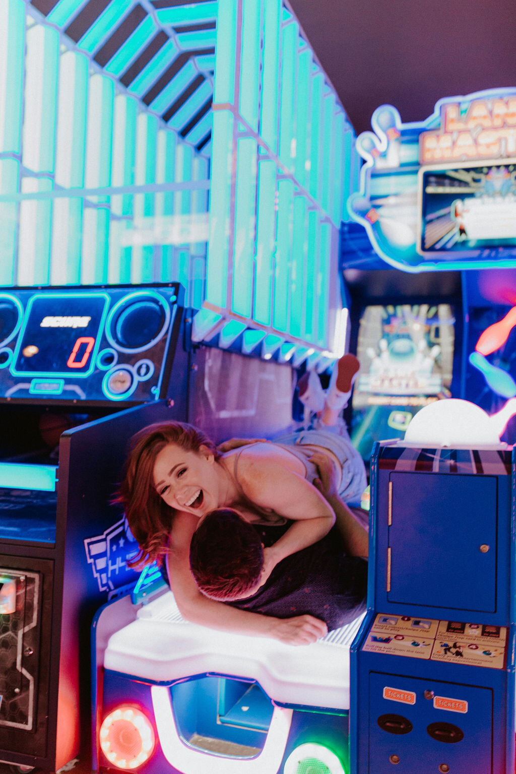Rachel &amp; Dell. Playful Arcade Session in Denver, Colorado.