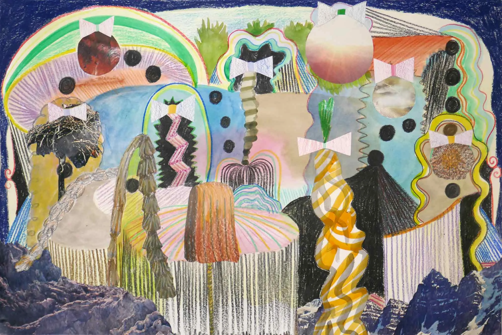 Uit de serie Endings and beginnings collage; foto’s, inkt, potlood, aquarel 26 x 40 cm, 2018