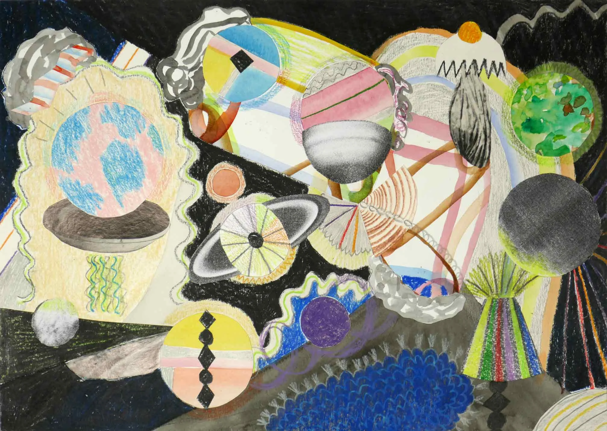 Uit de serie Boulettes collage; inkt, potlood, fotokopieën, aquarel 21 x 29 cm, 2018