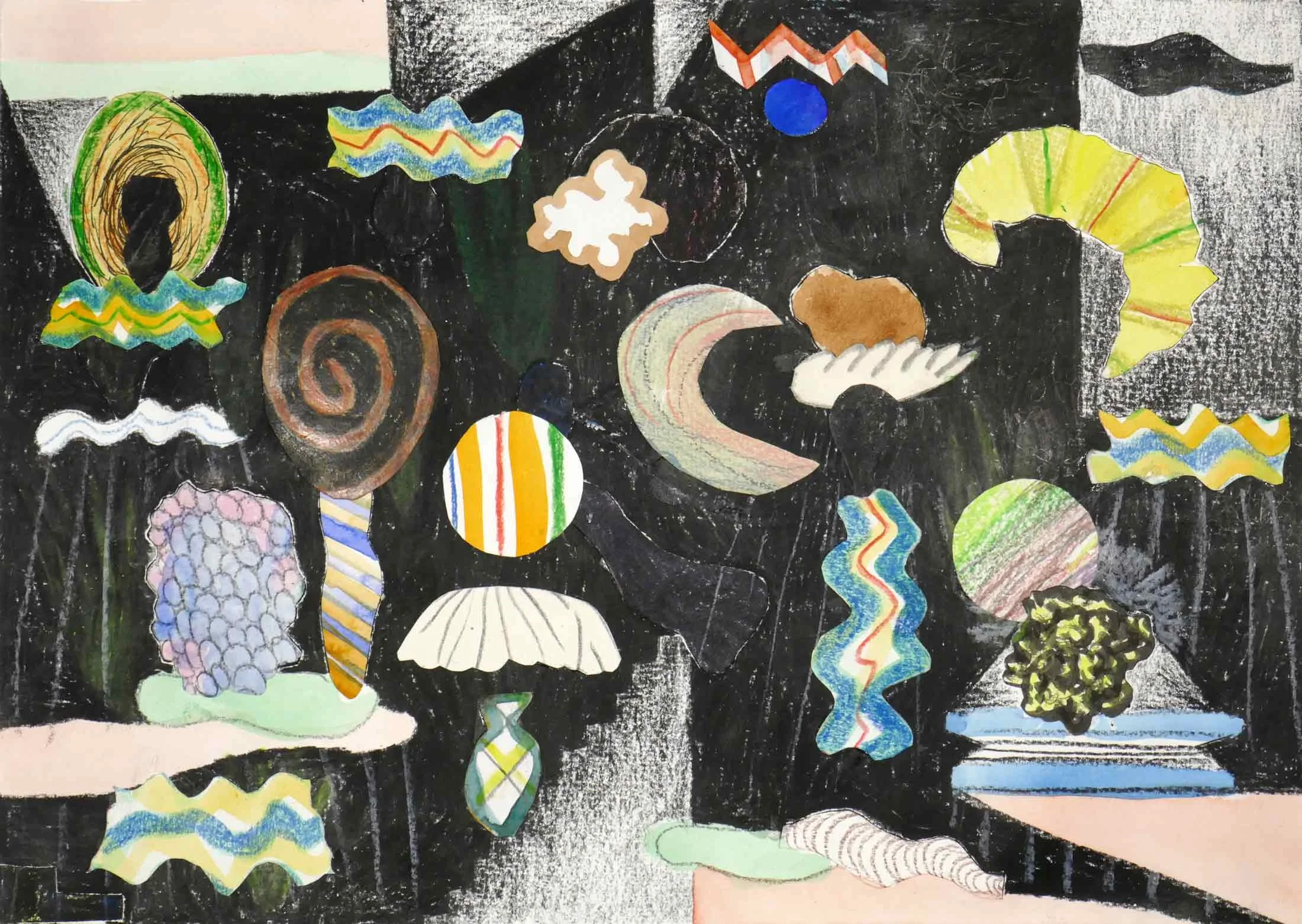Uit de serie Verloren voorwerpen (Lost items) collage; potlood, inkt, aquarel, gouache 21 x 29 cm, 2018