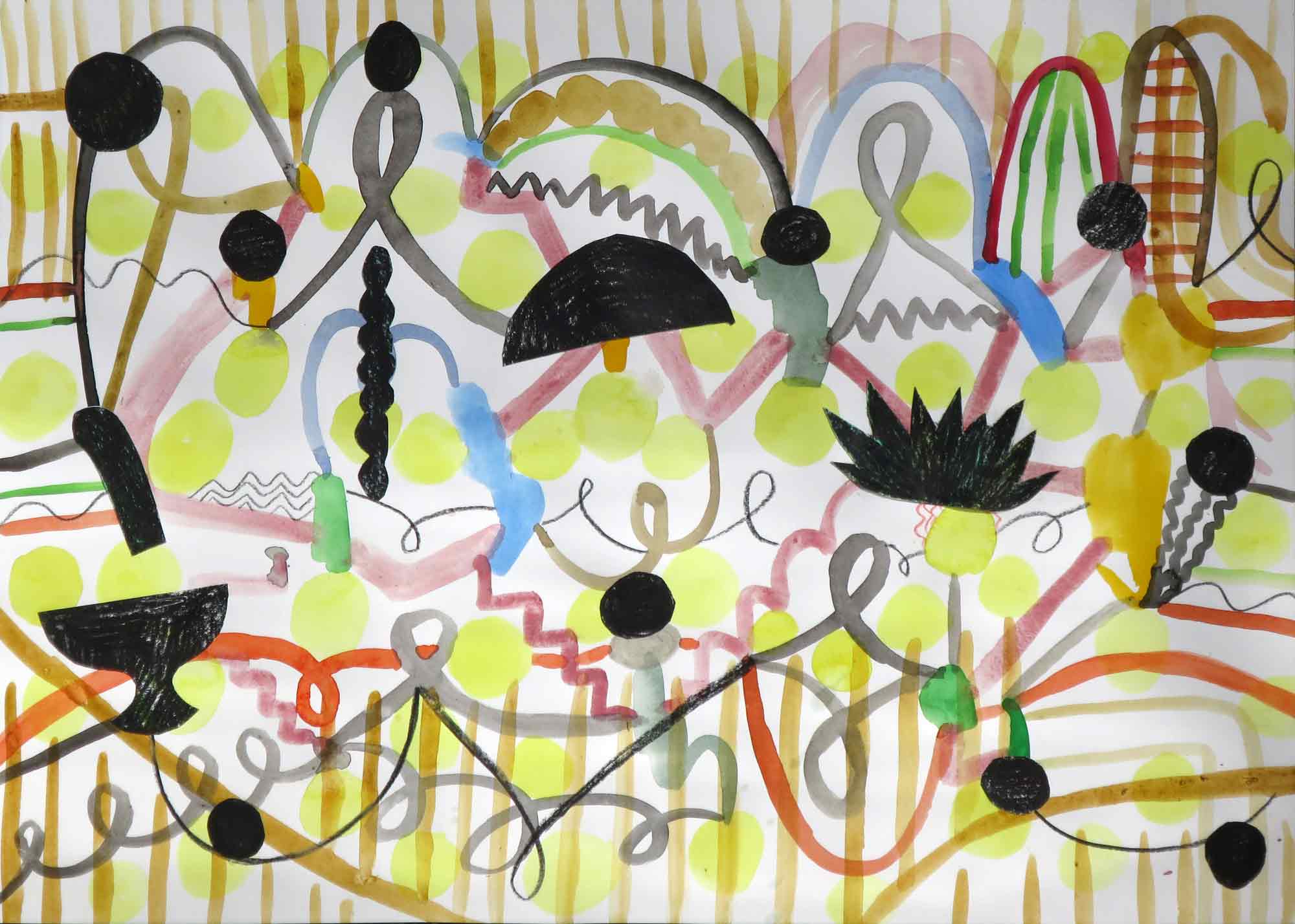   Aan en uit (On and off)  collage; potlood, aquarel, gouache 29 x 42 cm, 2017 