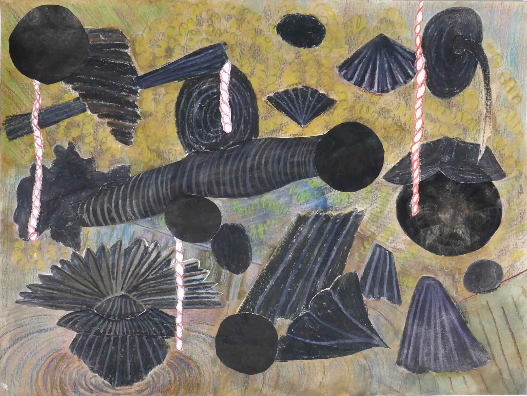Gepeins (Brooding) collage; inkt, potlood, aquarel 24 x 32 cm, 2017