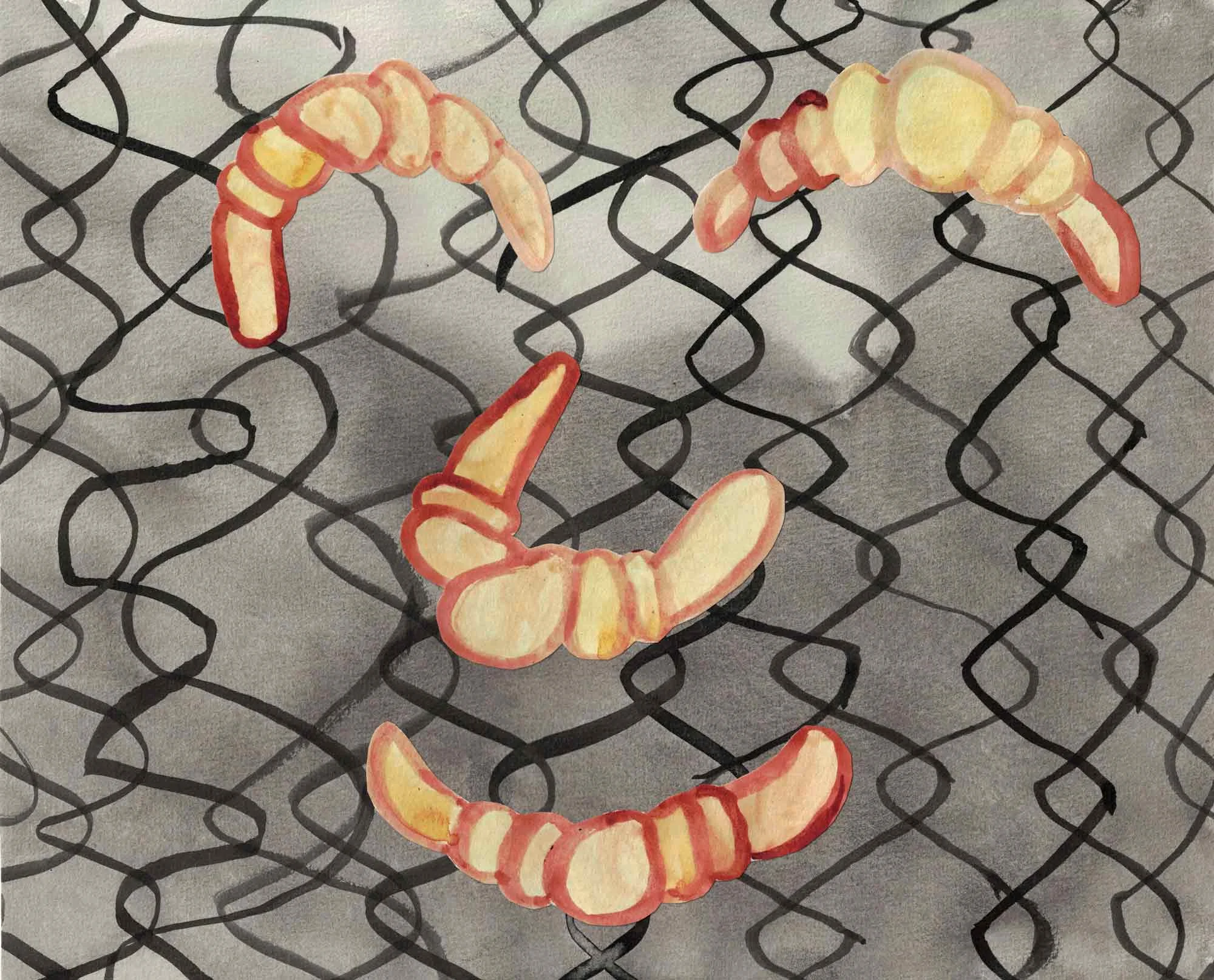 Uit de serie De komst van de hendels (Arrival of the handles) collage; inkt, aquarel 21 x 26 cm, 2016