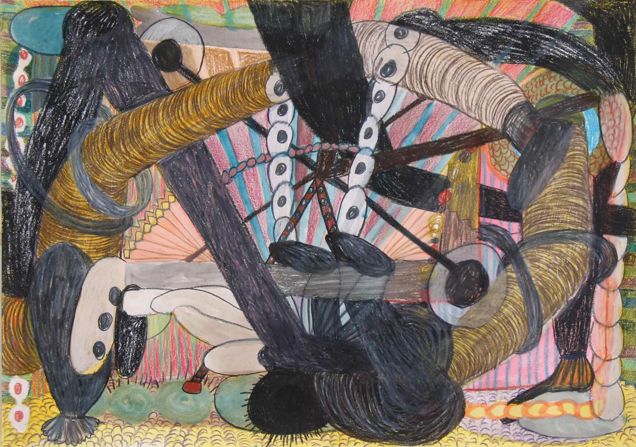 Uit de serie Fitness potlood, gouache, aquarel 29 x 42 cm, 2014