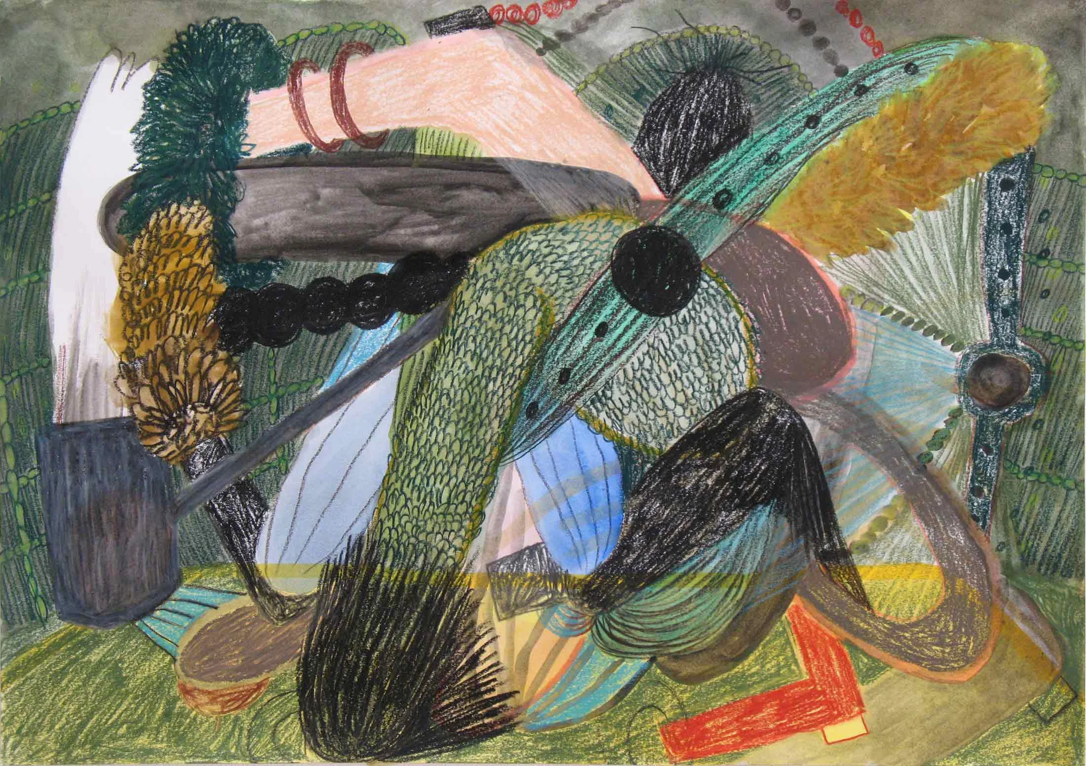 Uit de serie Fitness potlood, gouache, aquarel 29 x 42 cm, 2014