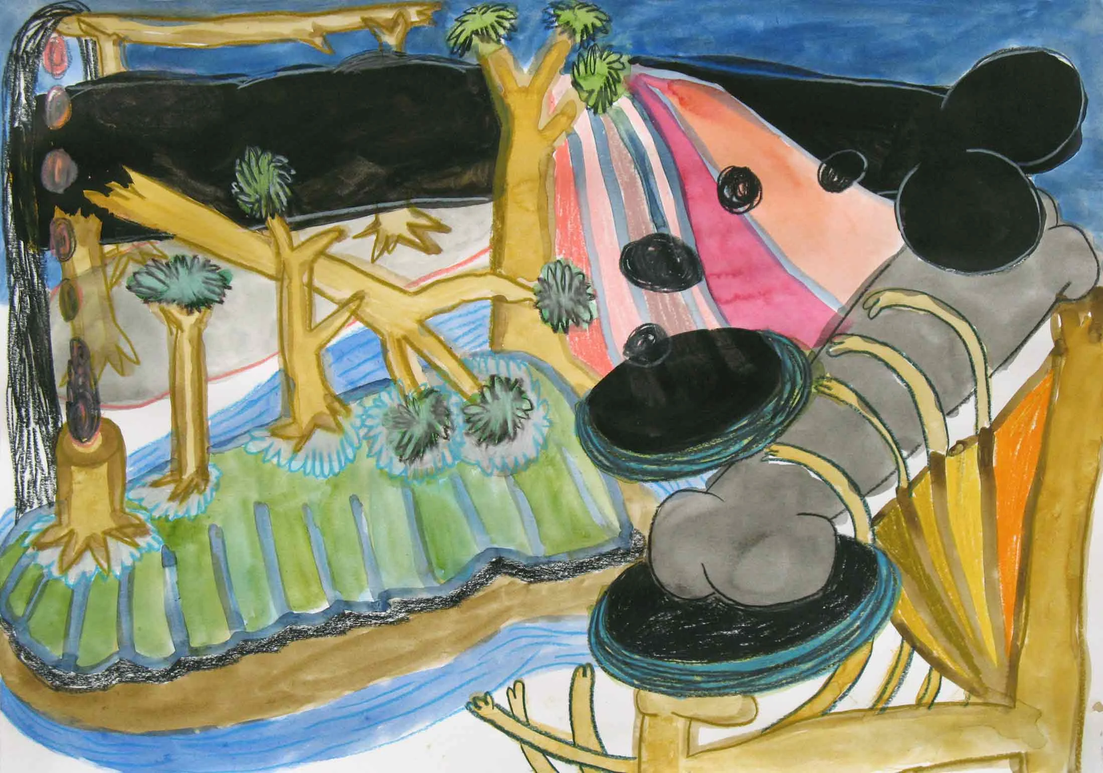 Uit de serie La tombe des tombeurs potlood, inkt, gouache, aquarel 29 x 42 cm, 2014