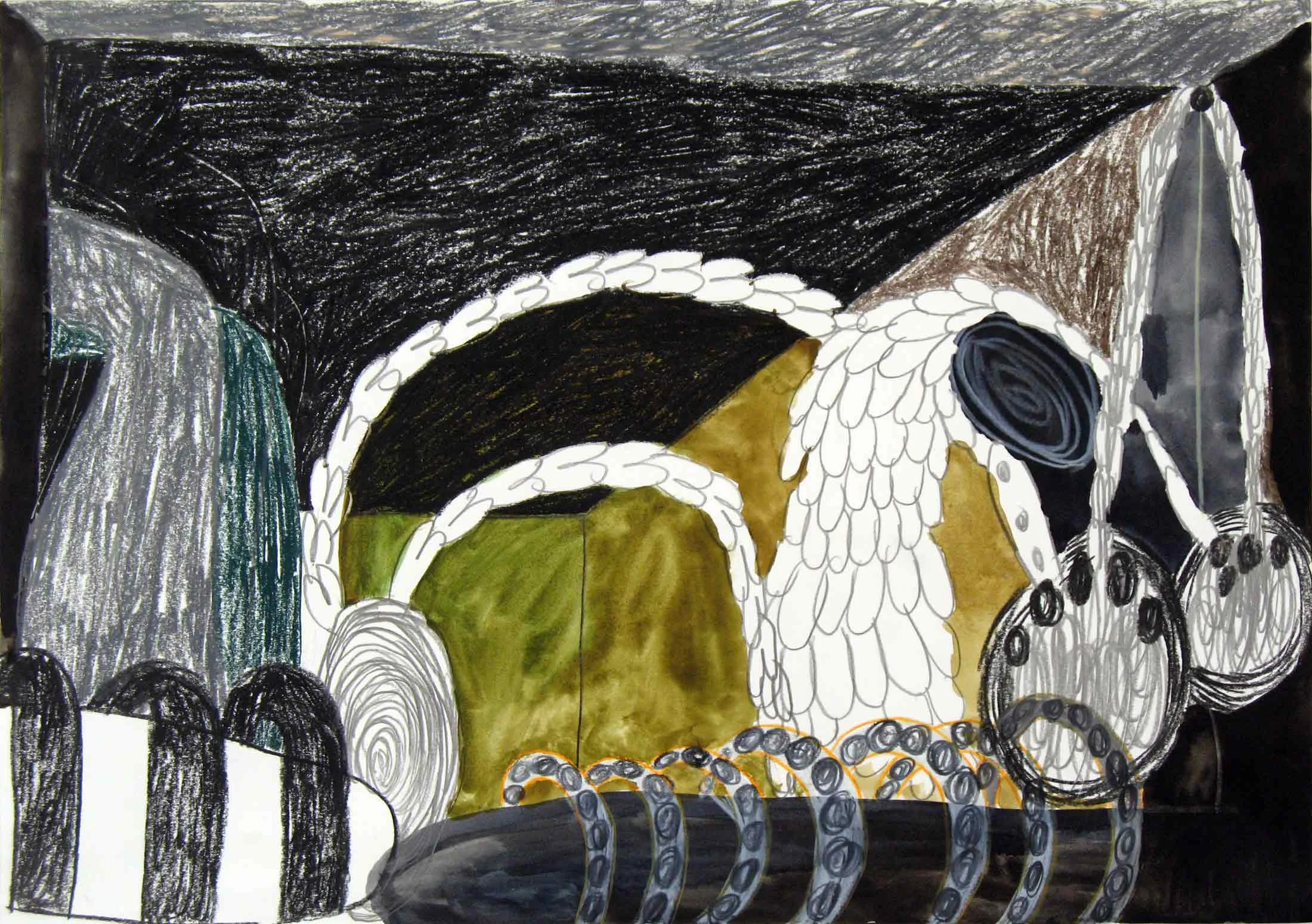Uit de serie Verwachtingen (Expectations) potlood, inkt, gouache 29 x 42 cm, 2012