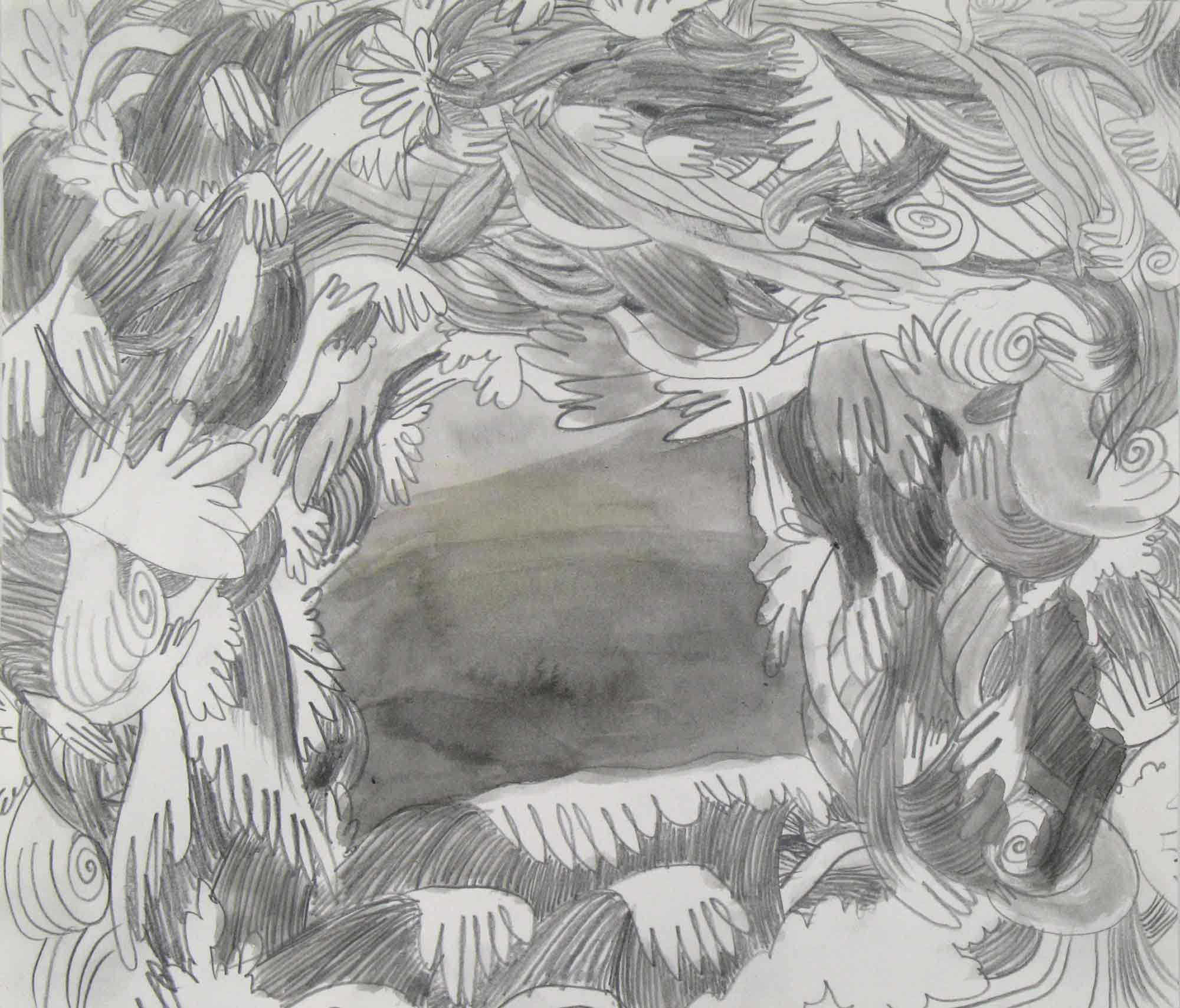   Scheef uitzicht (Crooked view)  potlood, aquarel 23 x 26 cm, 2010 
