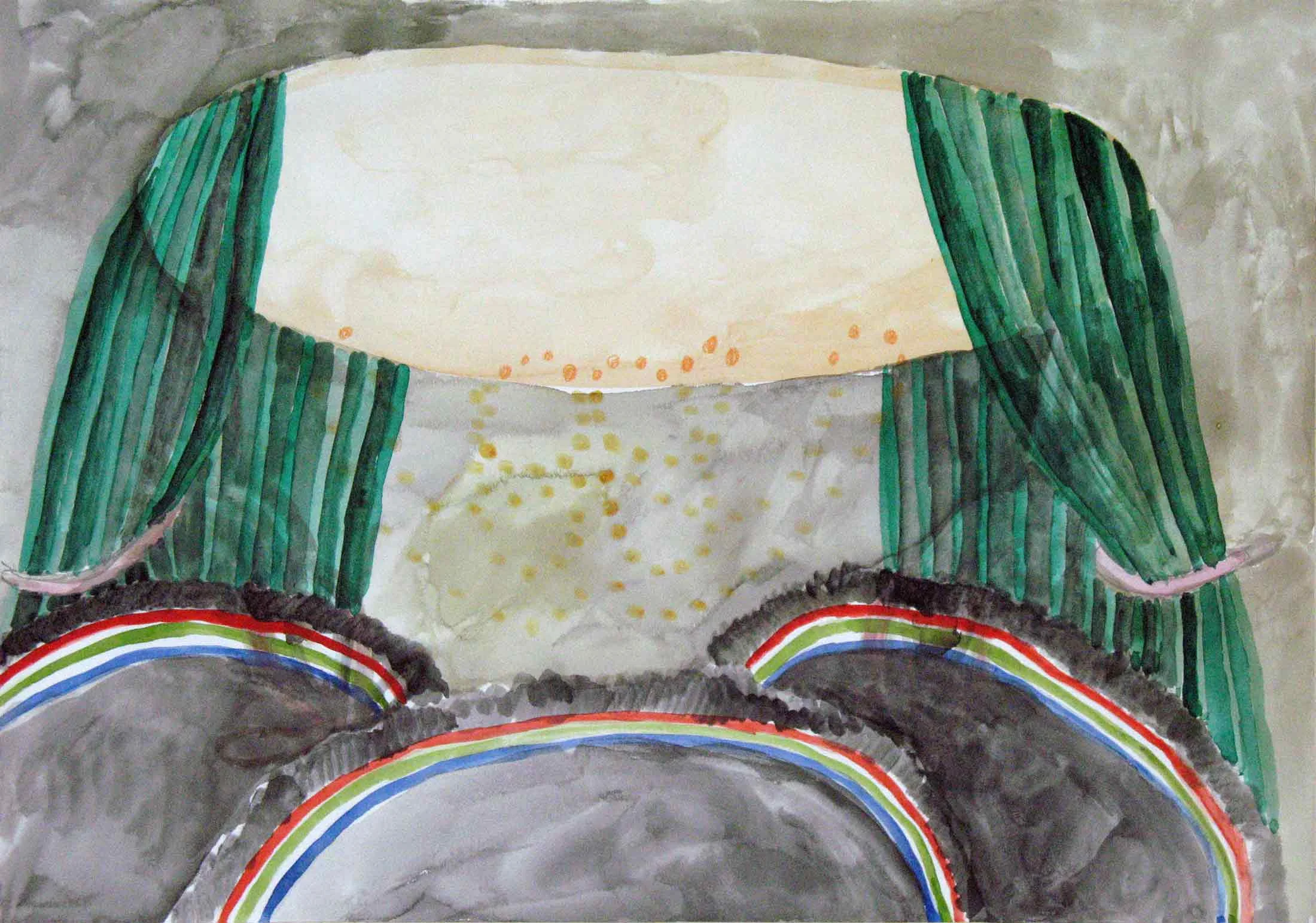 Uit de serie Departures gouache, aquarel, potlood 29 x 42 cm, 2011