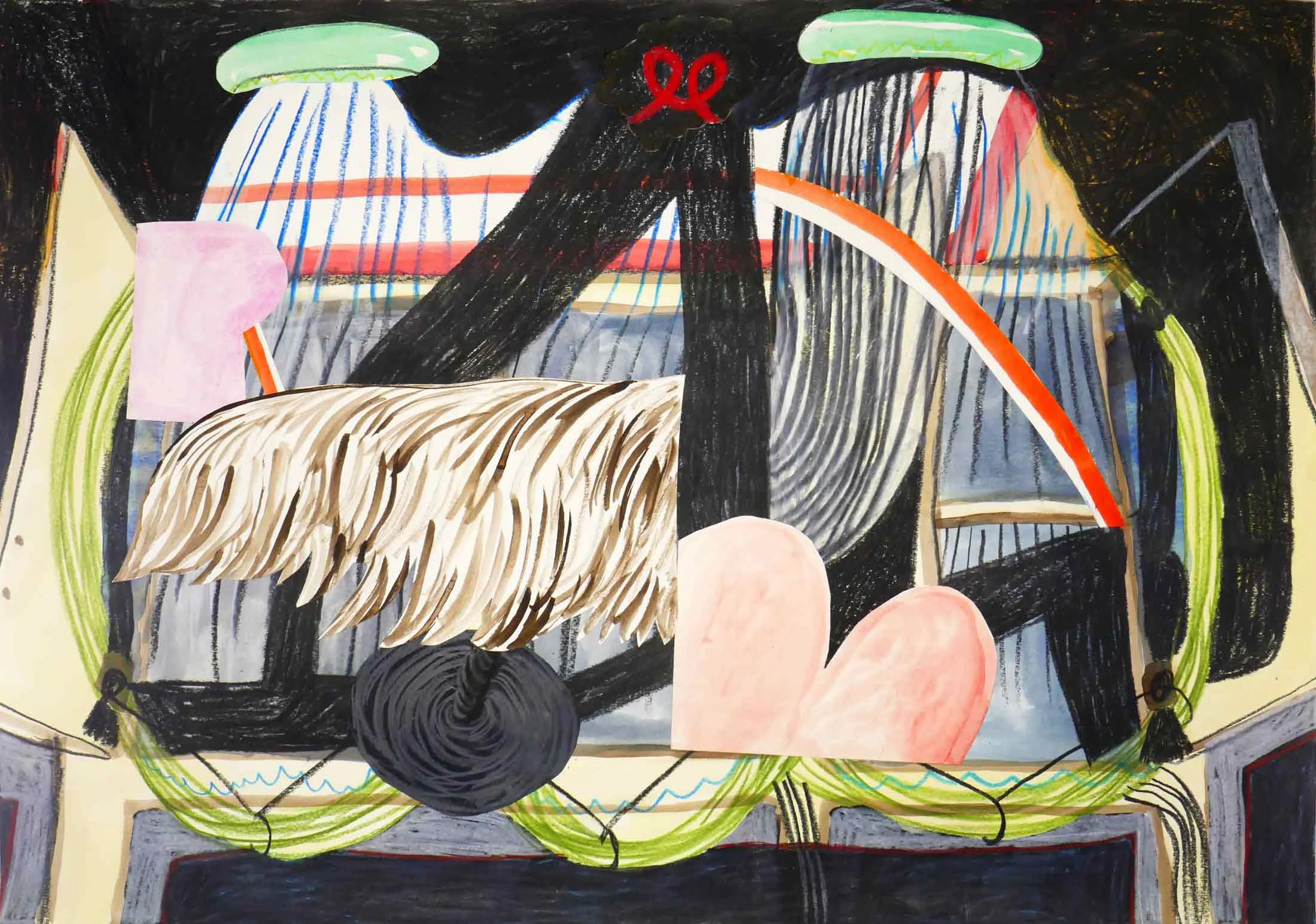 Kabinet (Cabinet) collage; gouache, inkt, potlood, aquarel 29 x 42 cm, 2017