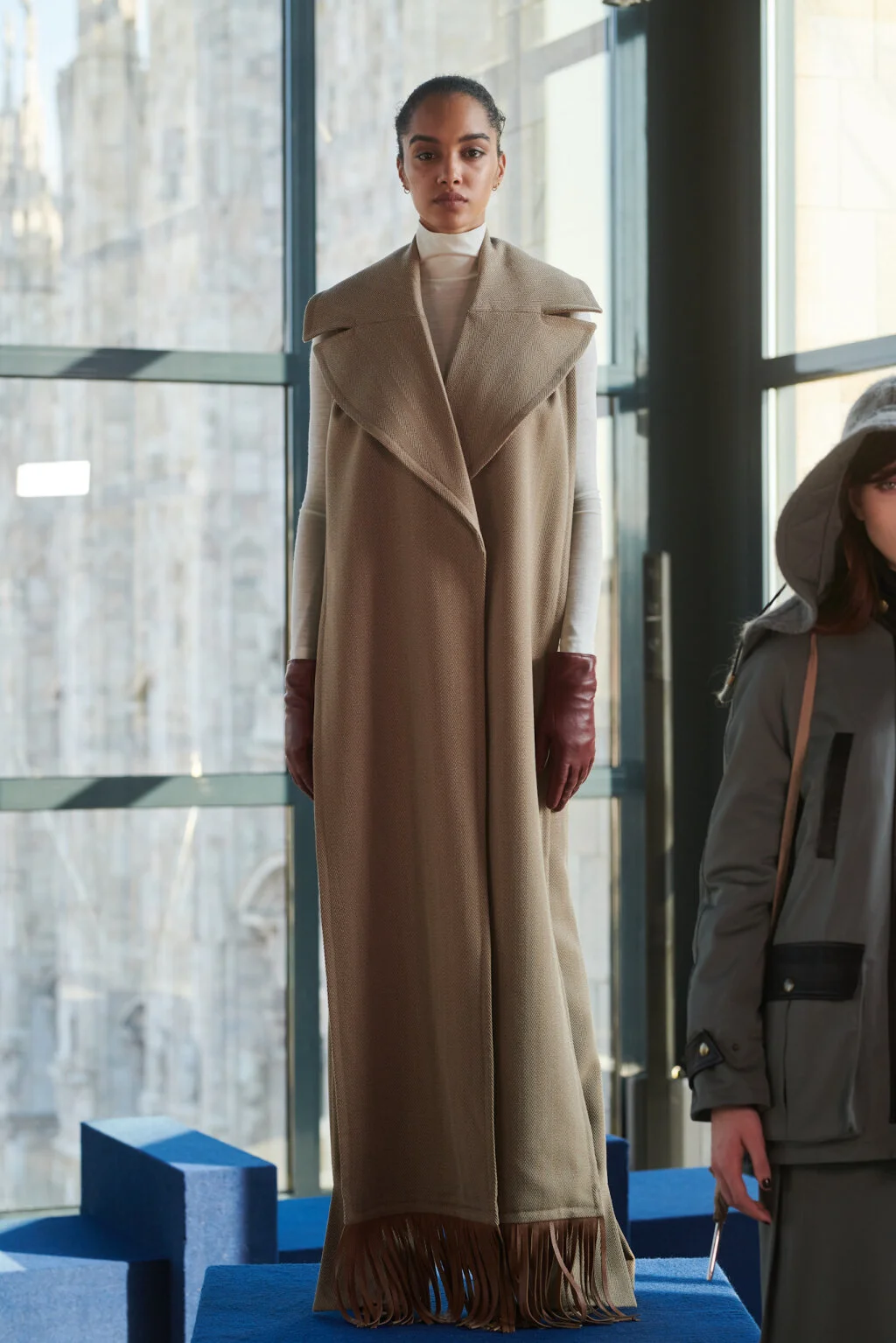 ELSA BALDAIA walking for BORBONESE Fall Winter 2020 MFW