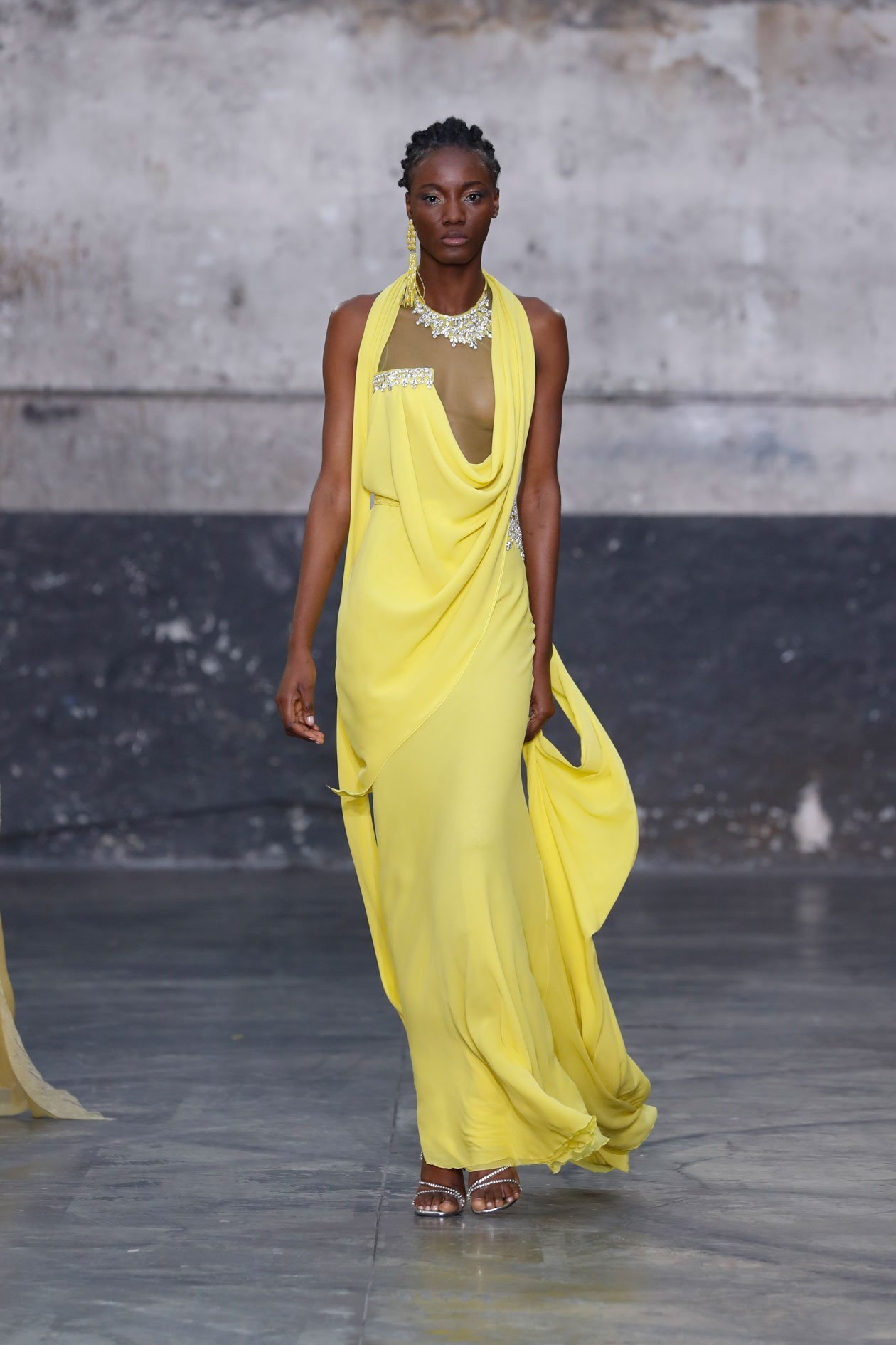 SOMPA ANTÓNIO walking for GEORGES CHAKRA Haute Couture S/S 22 Show in Paris