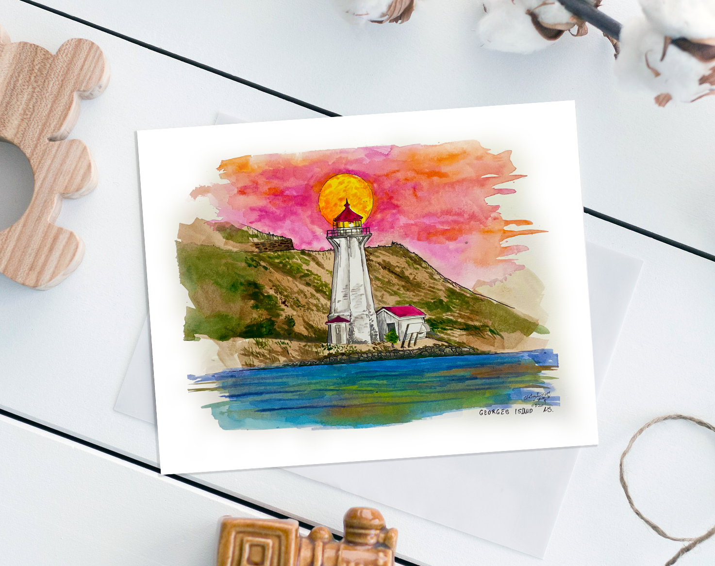 George's Island Water Color Print