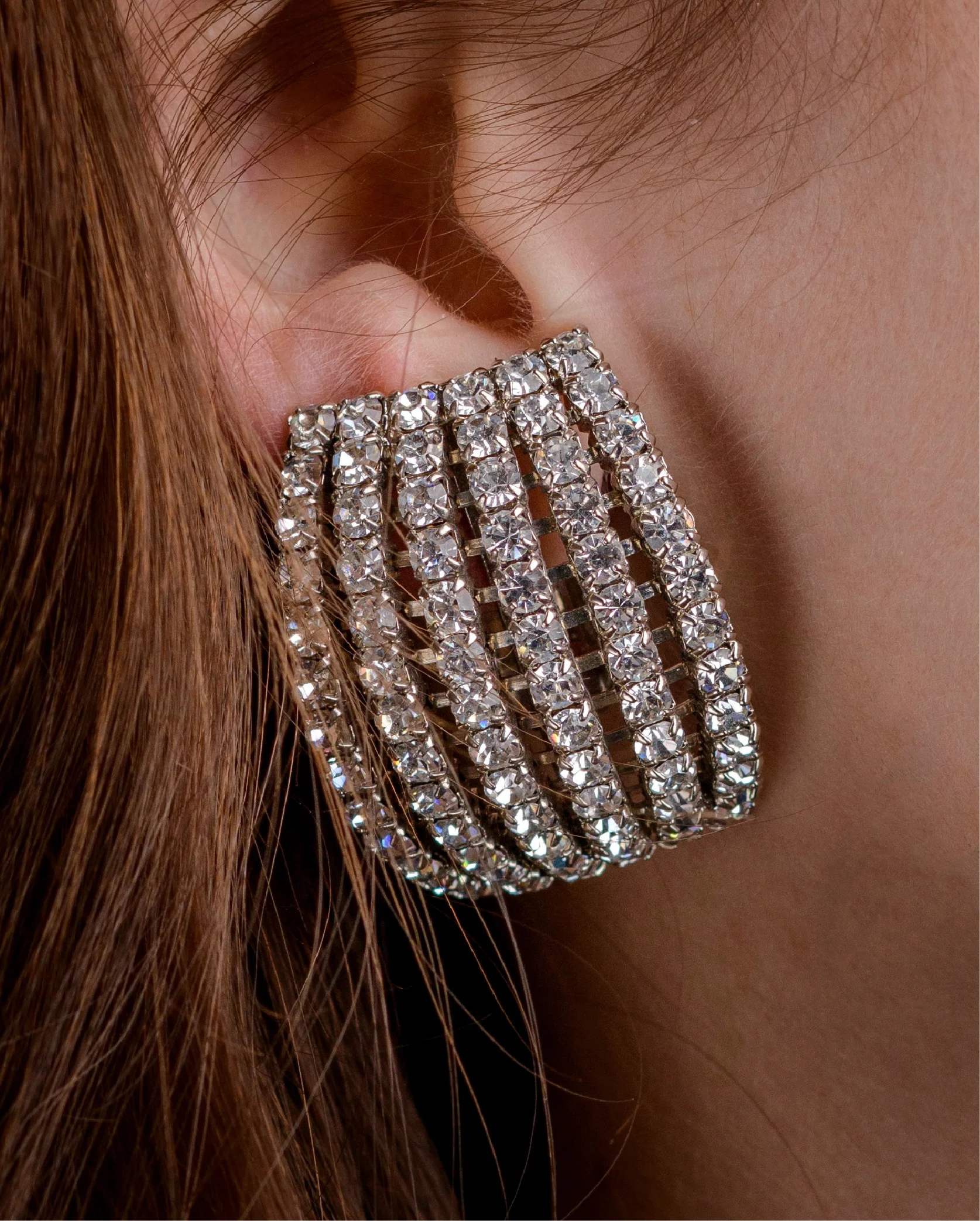 1980er Jahre Ohrclips mit Strass